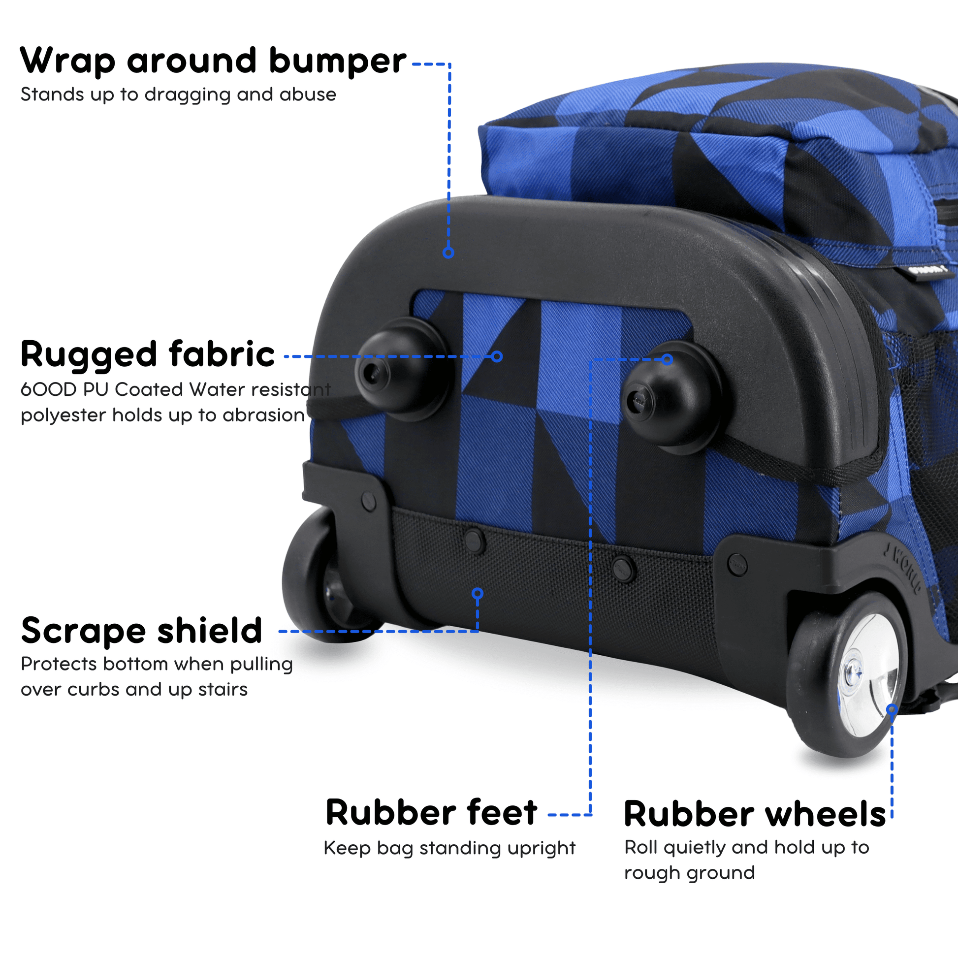 Boys and Girls Sunrise 18" Rolling Backpack for School and Travel, Block Navy