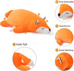 Fox Stuffed Animals Not Weighted, Cute Big Lying Fox Plush Toy, 18.1In Kawaii Soft Plushies, Hugging Body Pillow for Christmas/Birthday/Party Gifts Presents for Kids Girls Boys Adults