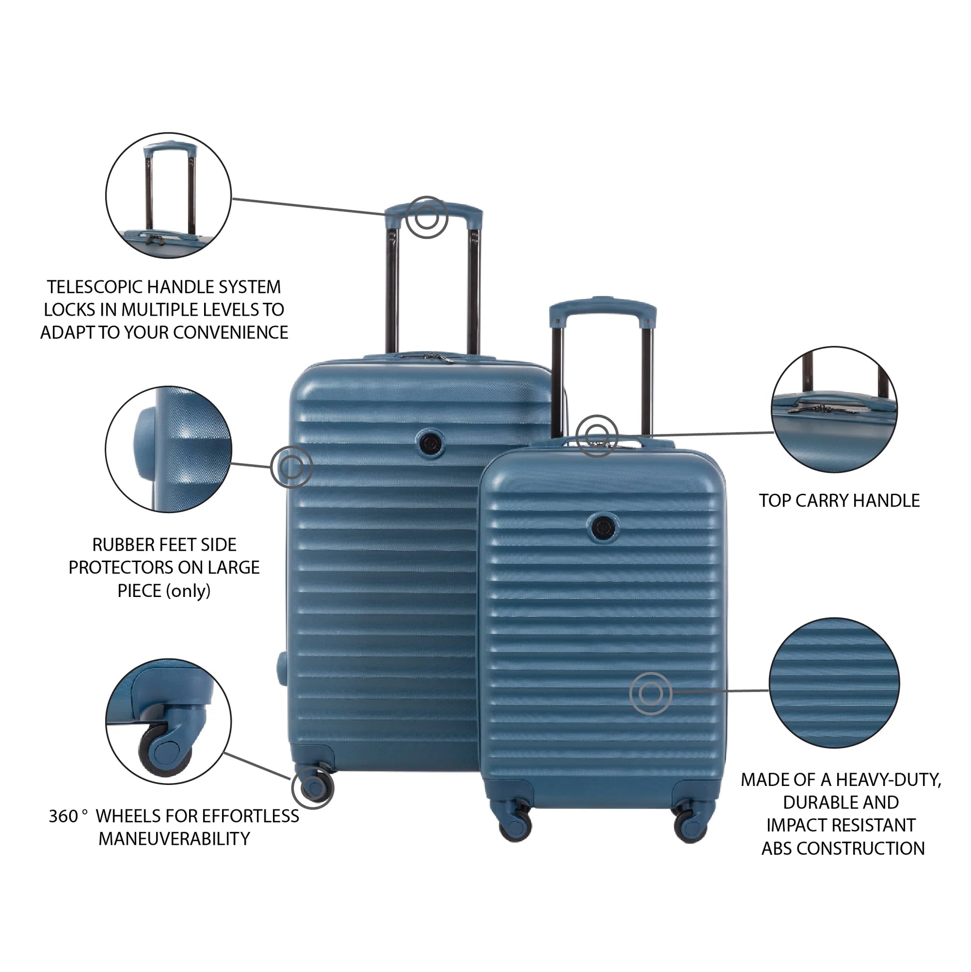 2-Piece Hardside Rolling Luggage Set, Blue