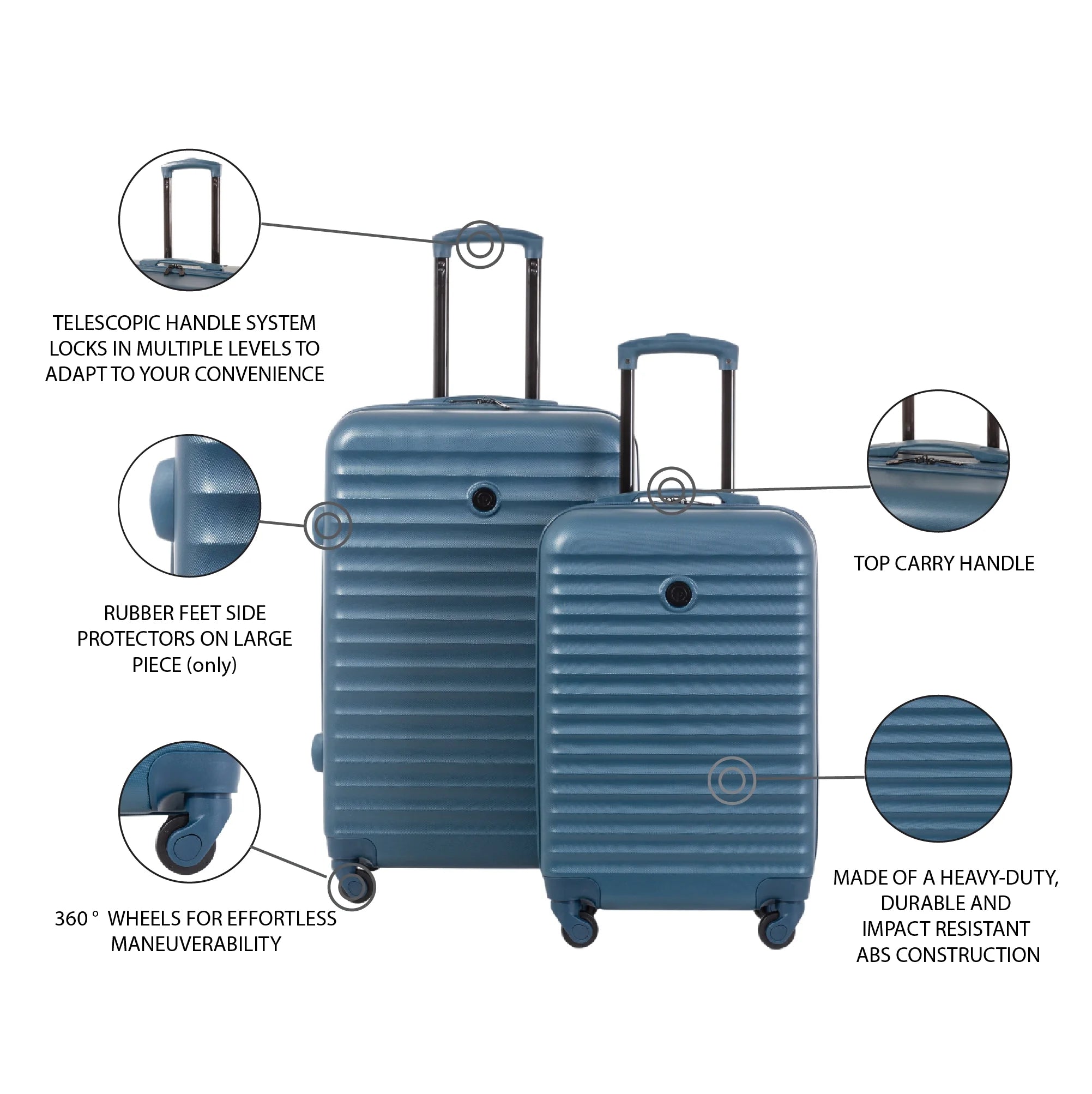 2-Piece Hardside Rolling Luggage Set, Blue