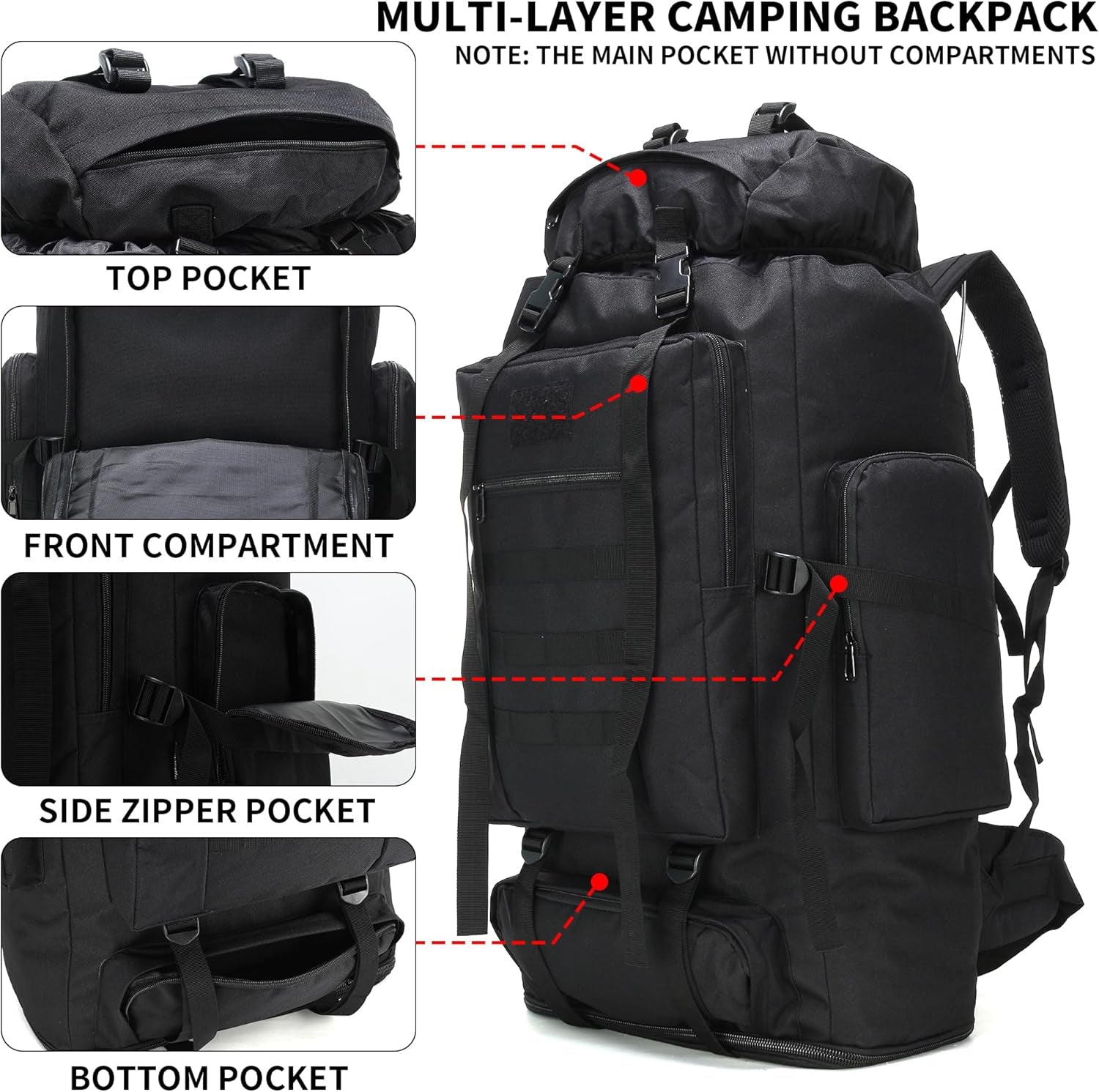 Hiking Backpack for Men 70L/100L Camping Backpack Military Rucksack Molle 3 Days Assault Pack for Climbing