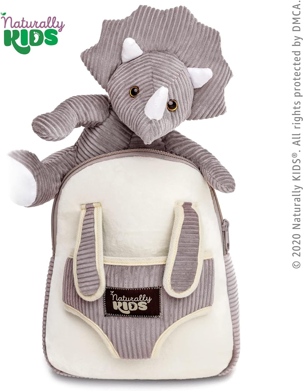 Small Dinosaur Backpack - Triceratops Dinosaur Toys for Kids 3-5 - Toddler Backpack for Boys & Girls - Grey Plush Stuffed Animal