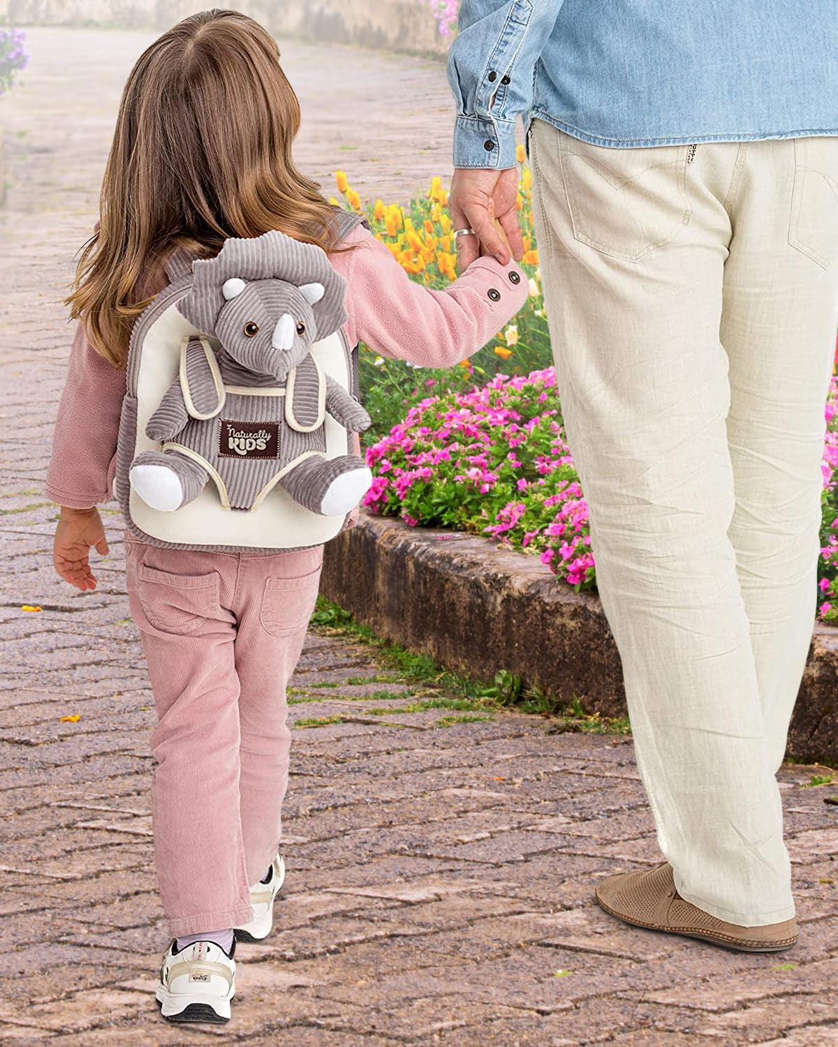 Small Dinosaur Backpack - Triceratops Dinosaur Toys for Kids 3-5 - Toddler Backpack for Boys & Girls - Grey Plush Stuffed Animal