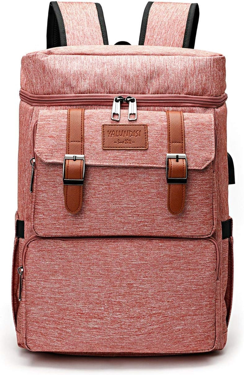 Vintage Backpack for Men Women Laptop Backpack Bookbags College Backpack Pink 16 Inch
