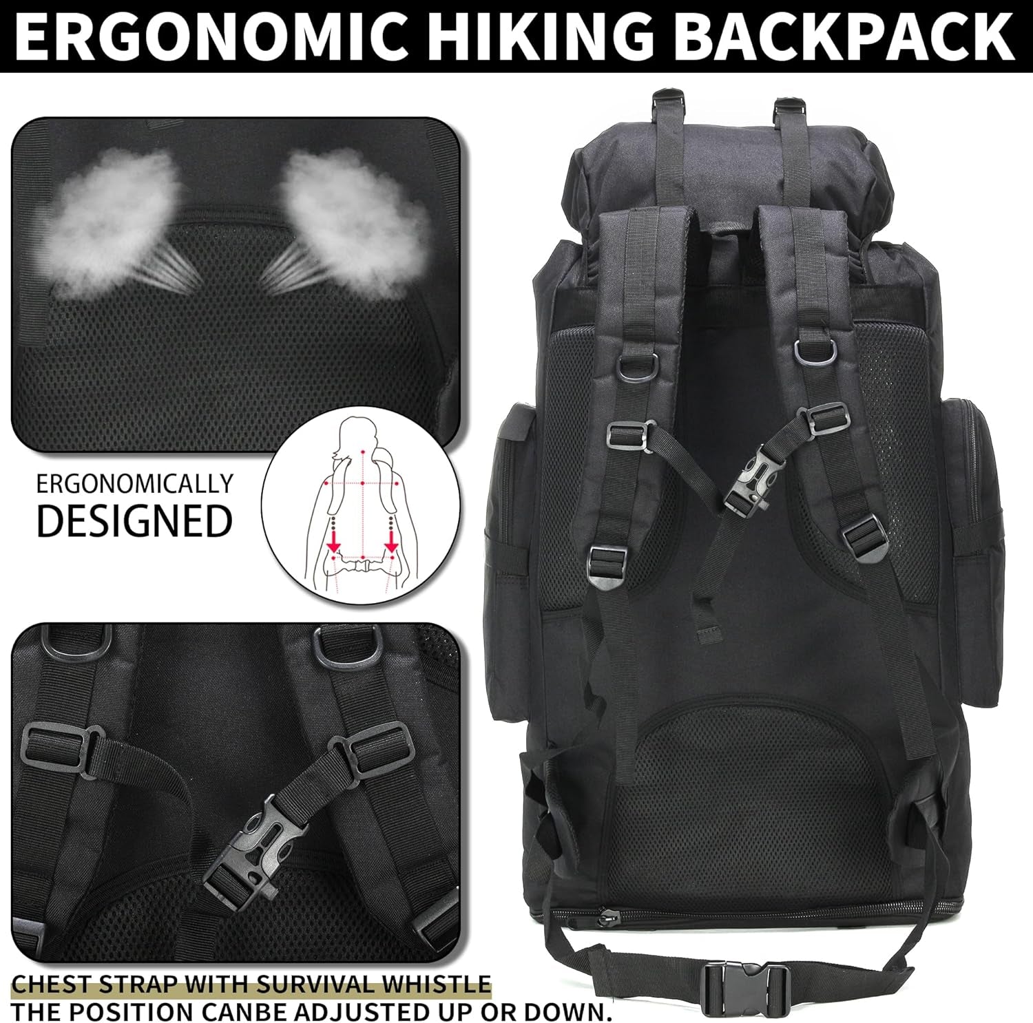 Hiking Backpack for Men 70L/100L Camping Backpack Military Rucksack Molle 3 Days Assault Pack for Climbing