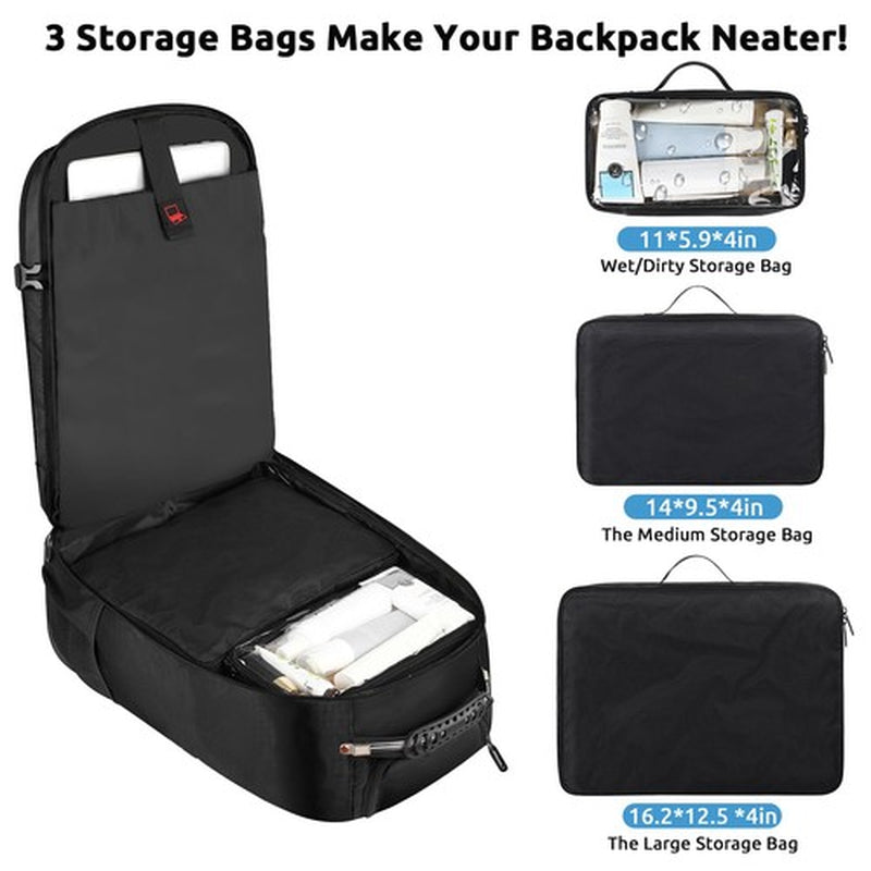 Rolling Backpack, Travel Backpack with Wheels, Carry on Backpack with 3 Packi...