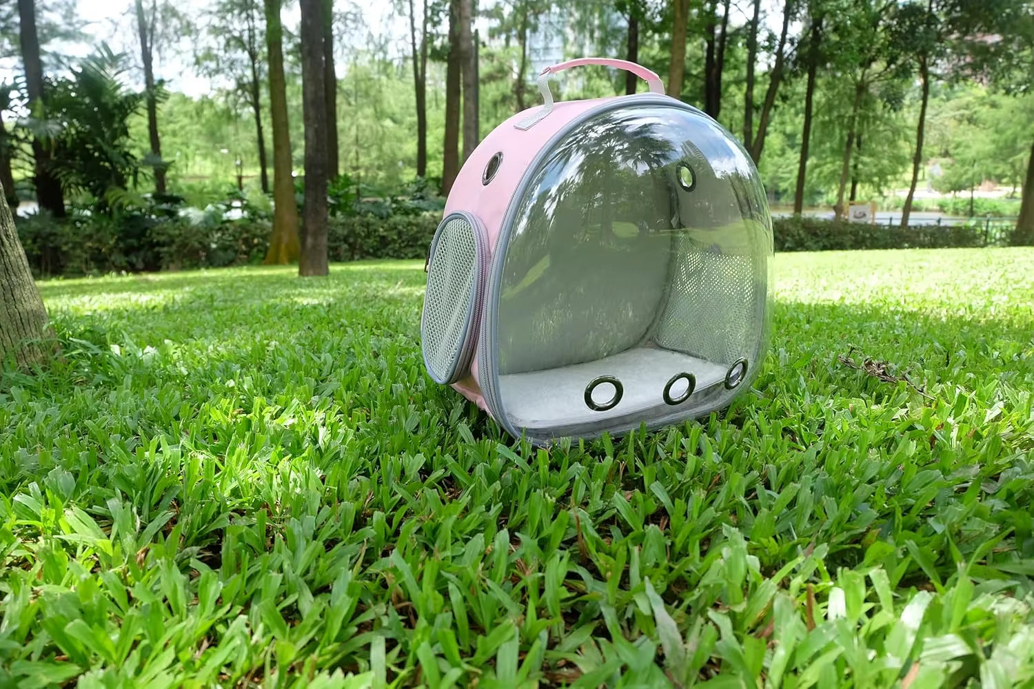 Small Animal Backpack Portable Travel Backpack Space Cabin Bubble Window Backpack (Pink)