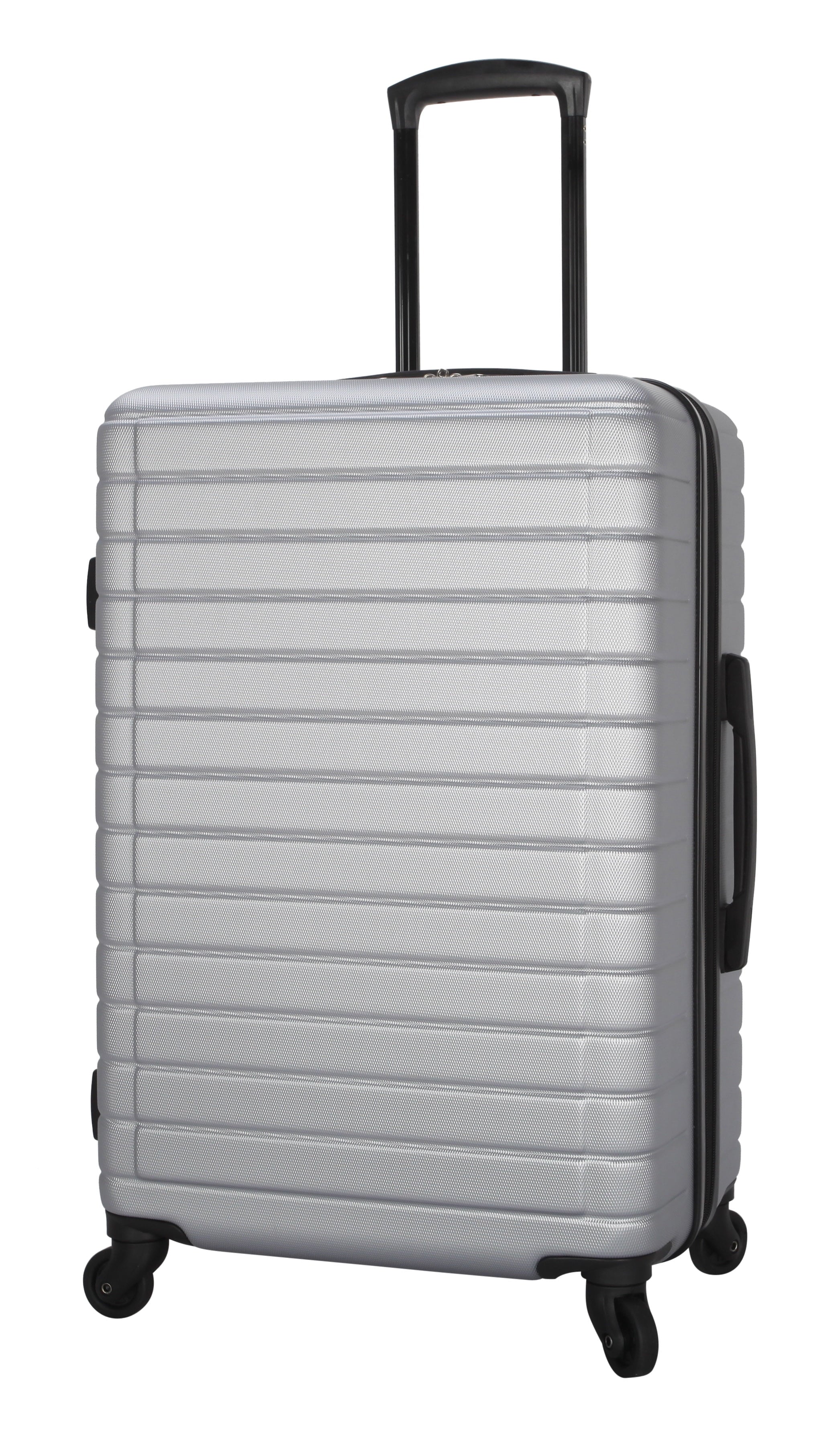 Vacationer 24-Inch Checked Expandable Hardside Luggage with 360-Spinner Wheels and Divider Pockets, Silver