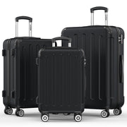 3 Piece Luggage Sets Hardshell Lightweight Suitcase with TSA Lock Spinner Wheels, Black