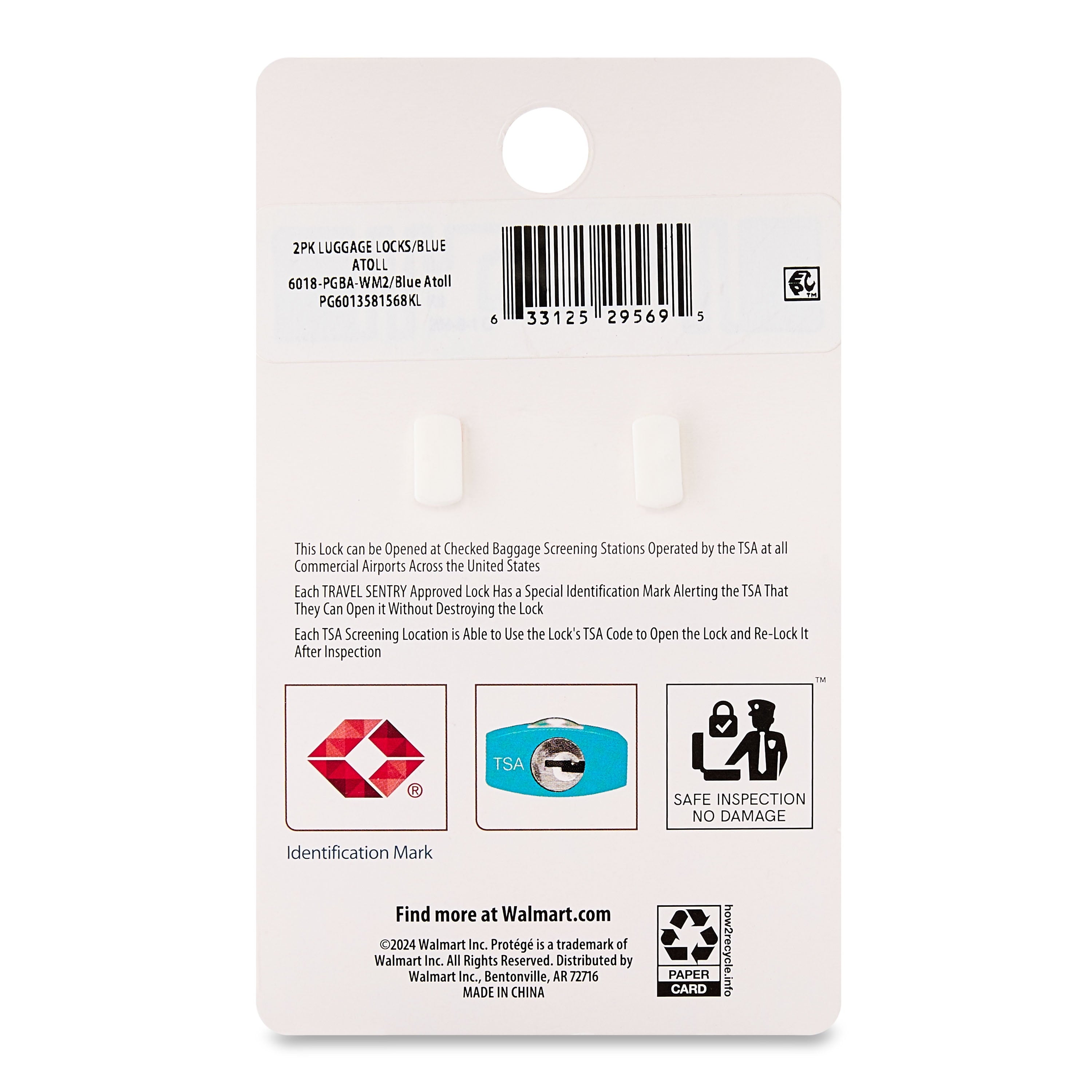 Protégé Key Luggage Lock Set of 2 in Blue Atoll