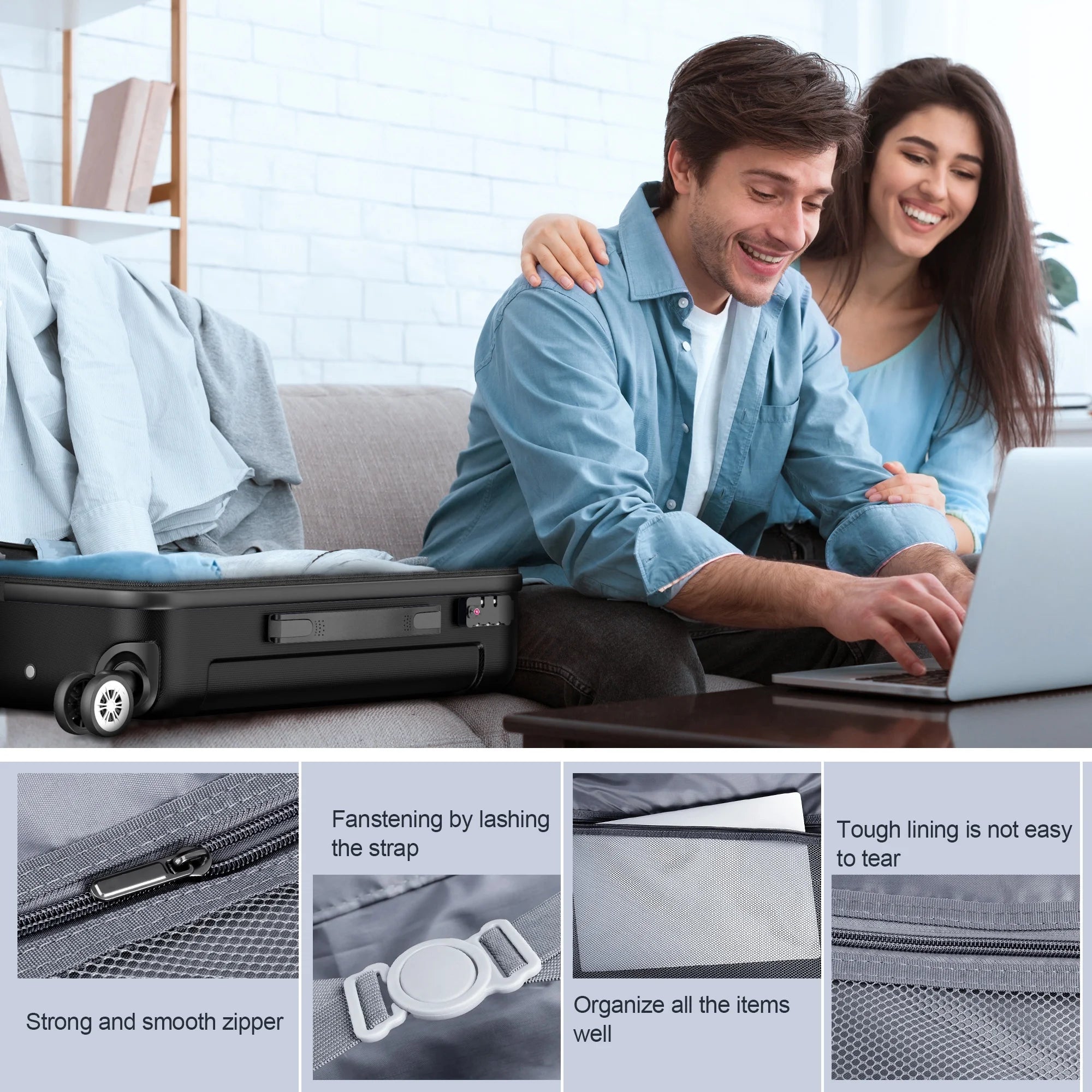 3 Piece Luggage Sets Hardshell Lightweight Suitcase with TSA Lock Spinner Wheels, Black