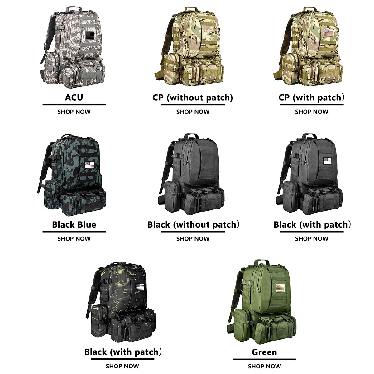 60L Camping Hiking Backpack, Large Multifunction Outdoor Sport Backpack, A*C*U with Patch