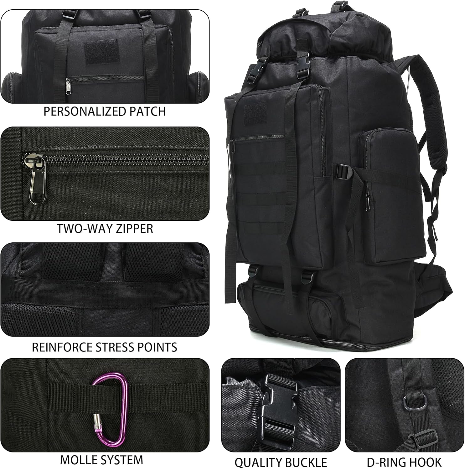 Hiking Backpack for Men 70L/100L Camping Backpack Military Rucksack Molle 3 Days Assault Pack for Climbing