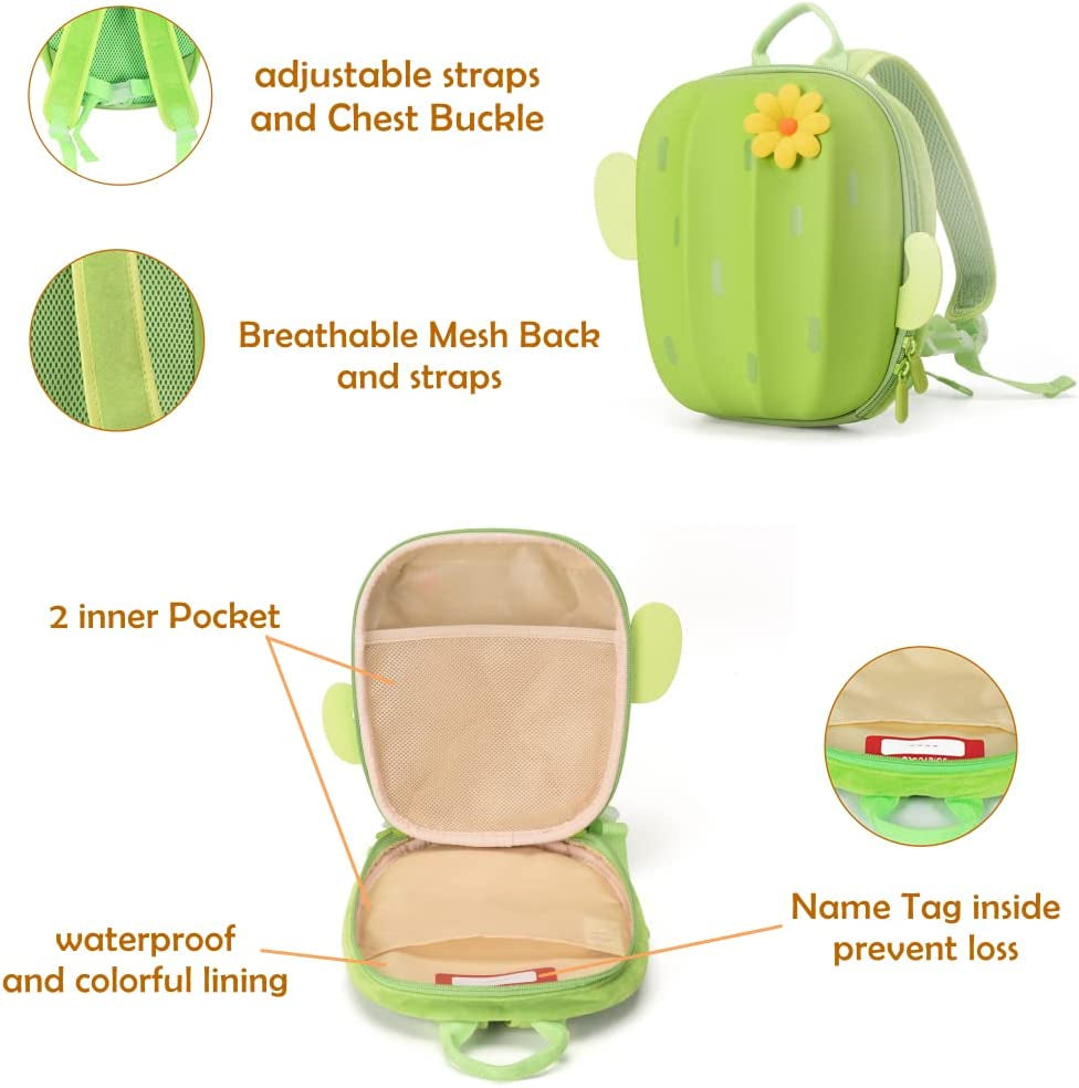 Toddler Leash Backpack for Kids, Waterproof Preschooler Safety Backpack for Girls and Boys (Green)