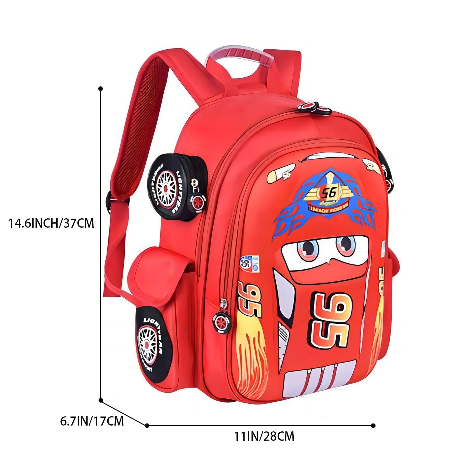 Cars Lightning Mcqueen Backpack 3D Pocket  Backpack Mini Red Racing Backpack