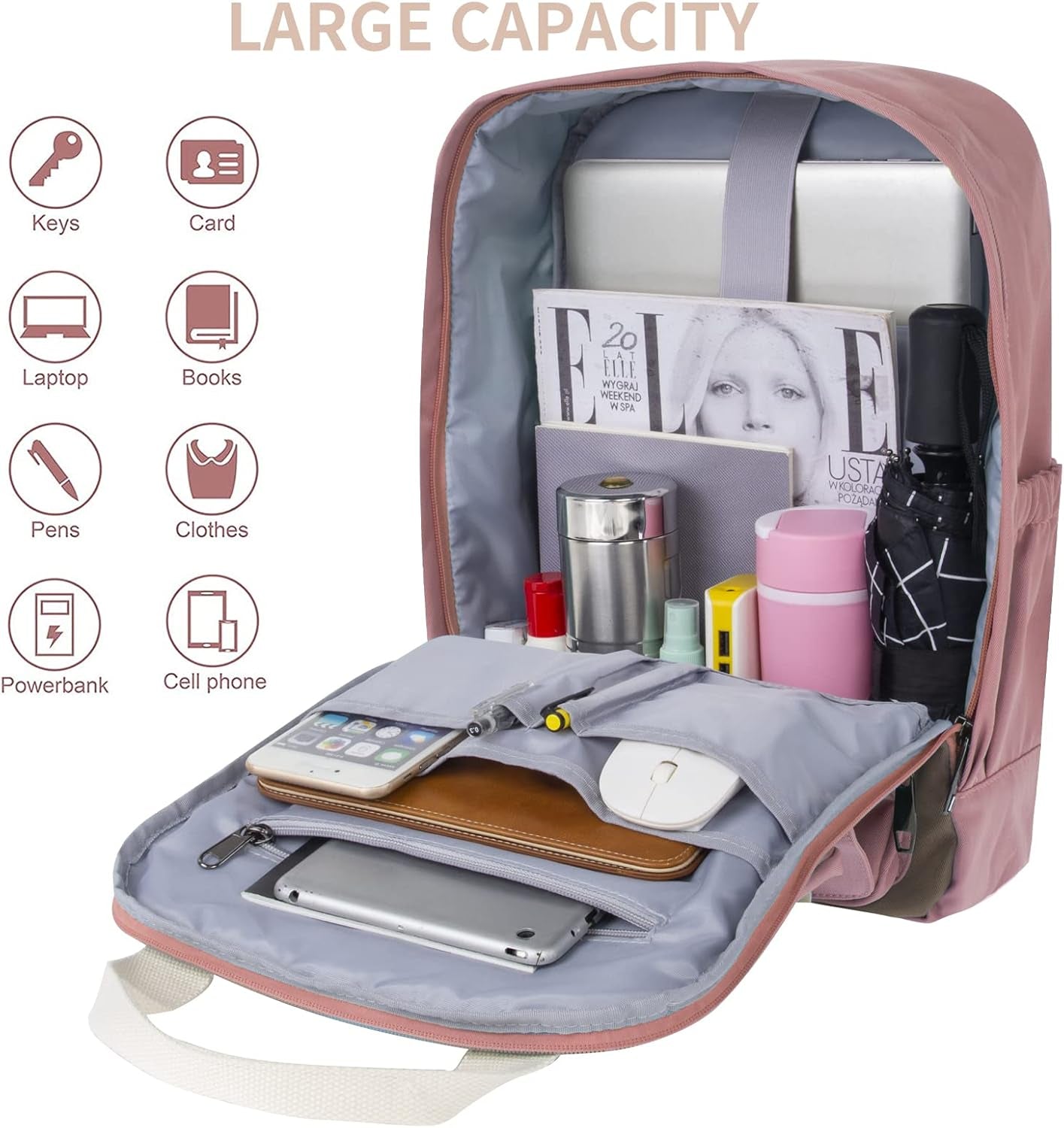 College Backpack for Women Cute Vintage Travel Bag Aesthetic Laptop Backpack 15.6 Inch Waterproof Computer Work