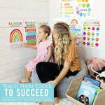 8 Calming Corner Posters for Classroom Must Haves for Teachers - 11X17" Calm down Corner Supplies, Feelings Chart for Kids Ages 4-8, Toddler Emotions Chart, Rainbow Classroom Decor