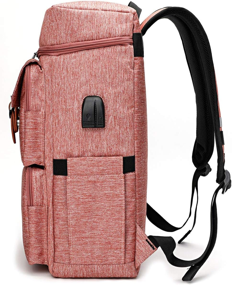 Vintage Backpack for Men Women Laptop Backpack Bookbags College Backpack Pink 16 Inch