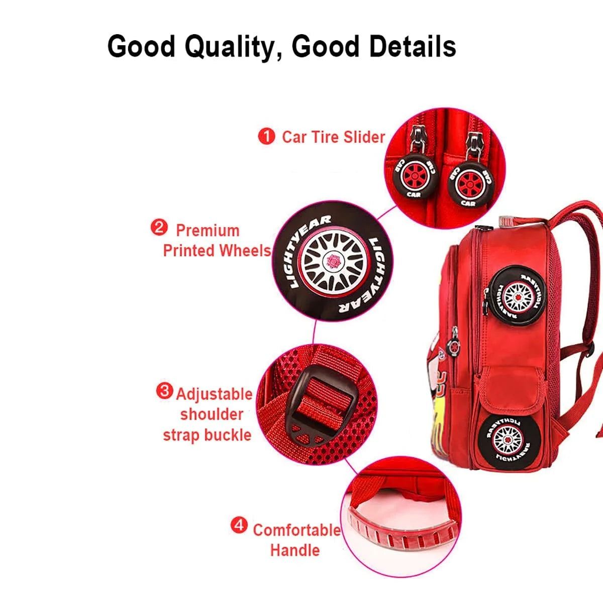 Cars Lightning Mcqueen Backpack 3D Pocket  Backpack Mini Red Racing Backpack