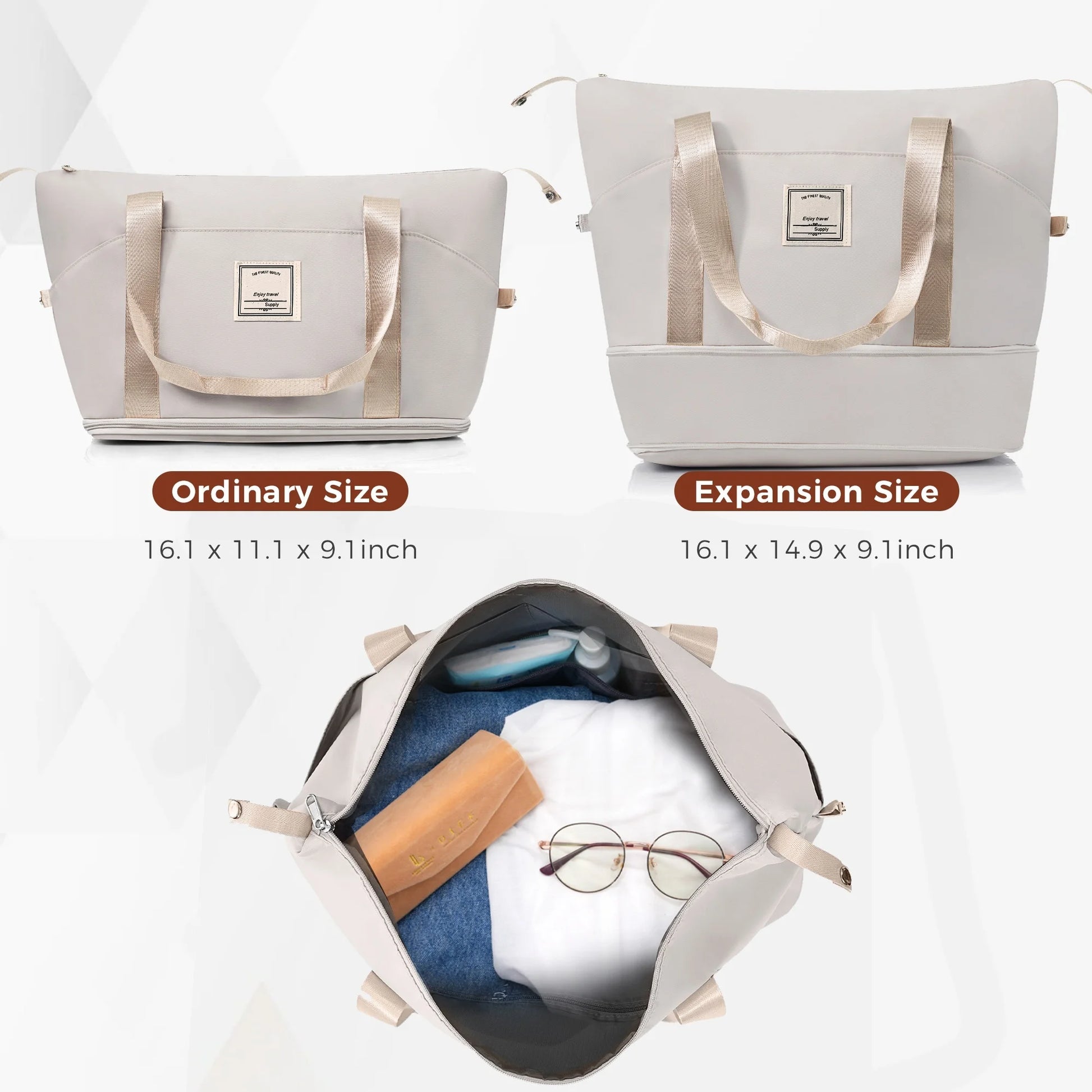 4 Piece Luggage Sets,Abs Hardshell Suitcase Set with USB Port ,Cup Holder,Travel Bag and Spinner Wheels,Expandable Travel Luggage for Men Women(20"/24"/28"),Light Grey