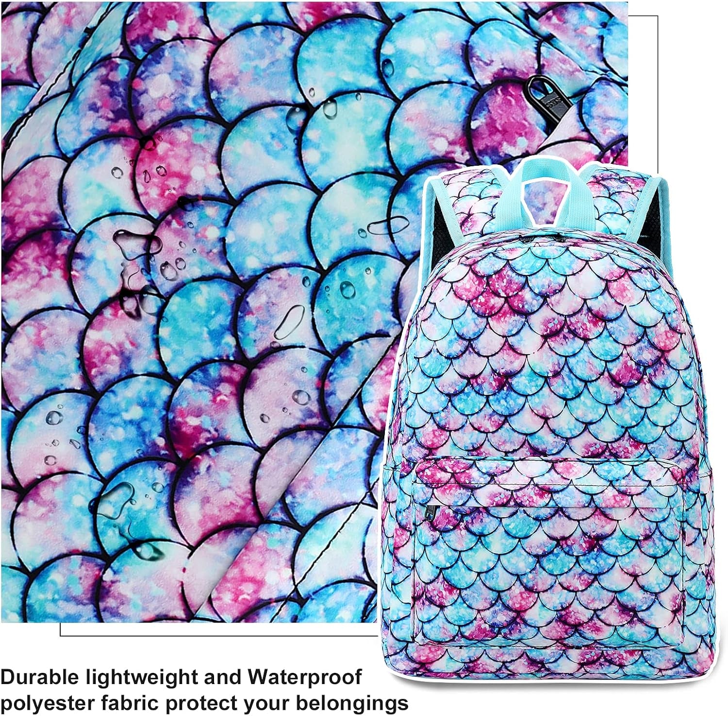 Girls Backpack Preschool School Bag for Kids Elementary Kindergarten Backpack Bookbag (Mermaid)