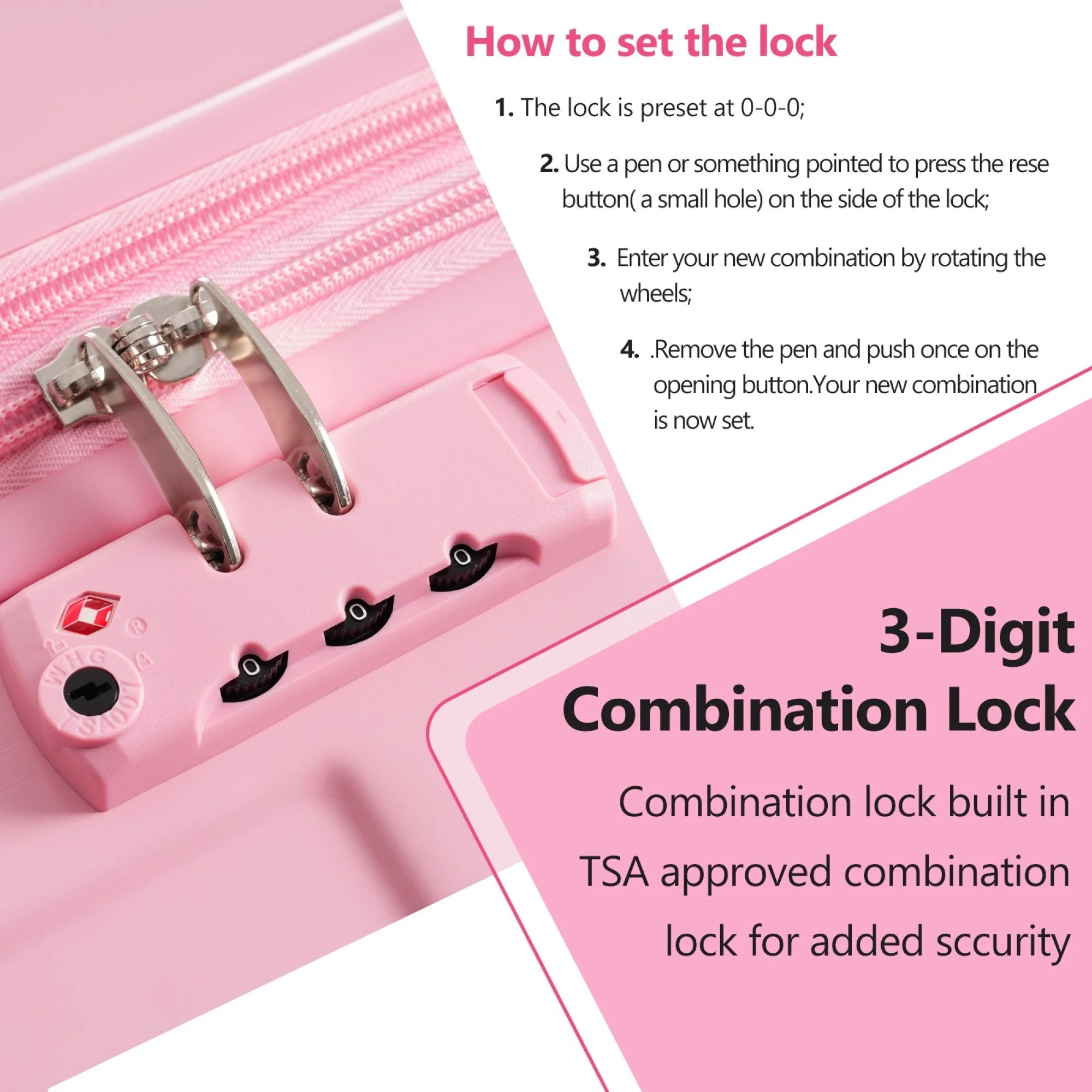 24 Inch Checked Luggage, ABS+PC Lightweight Hardshell Suitcase with TSA Lock & Spinner Silent Wheels, Medium Size with 65L Capacity, Convenient for Trips, White