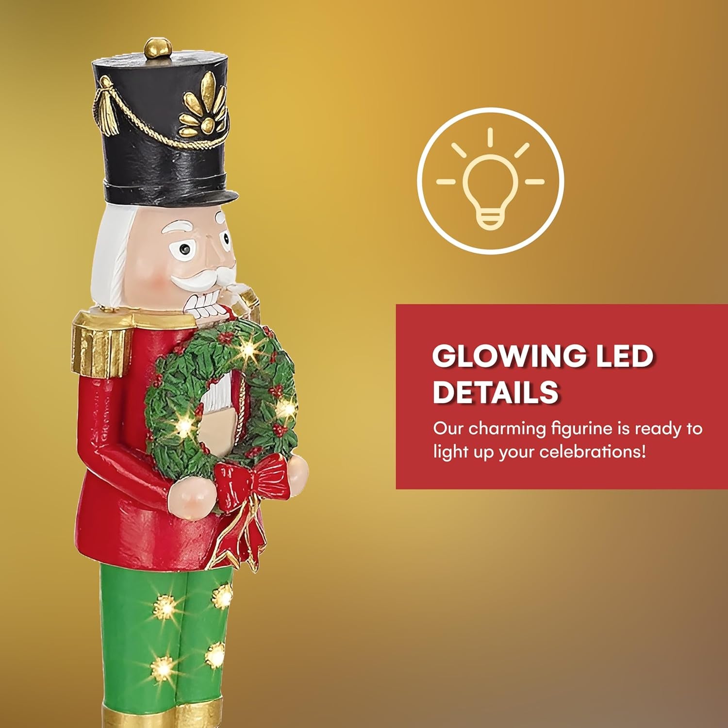 Christmas Snowman Figurines - Resin Nutcracker LED Light up Snowman Indoor Festive Fiber Optic Decorations