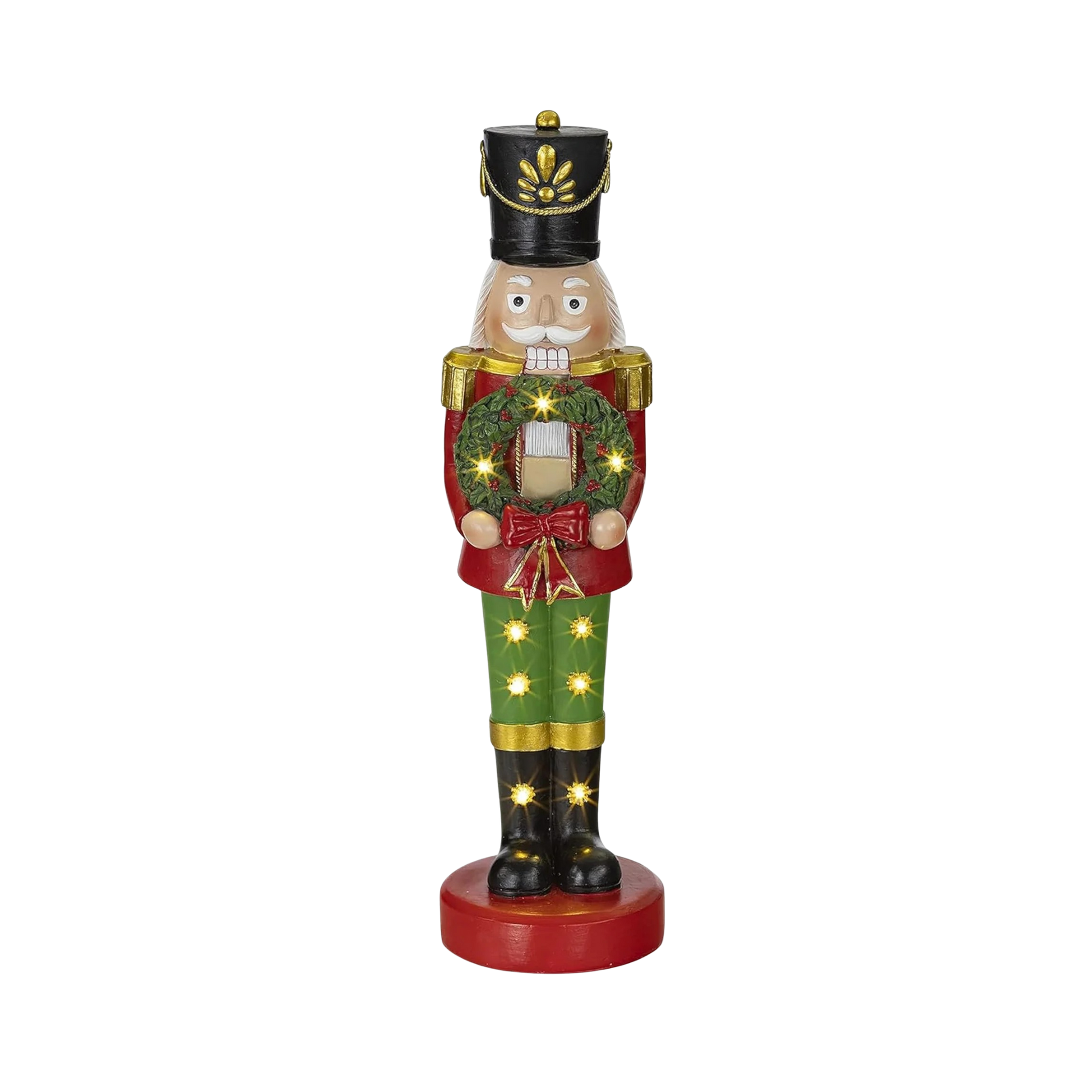 Christmas Snowman Figurines - Resin Nutcracker LED Light up Snowman Indoor Festive Fiber Optic Decorations