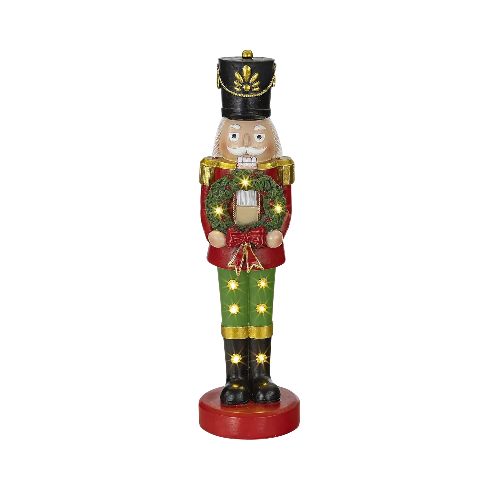 Christmas Snowman Figurines - Resin Nutcracker LED Light up Snowman Indoor Festive Fiber Optic Decorations