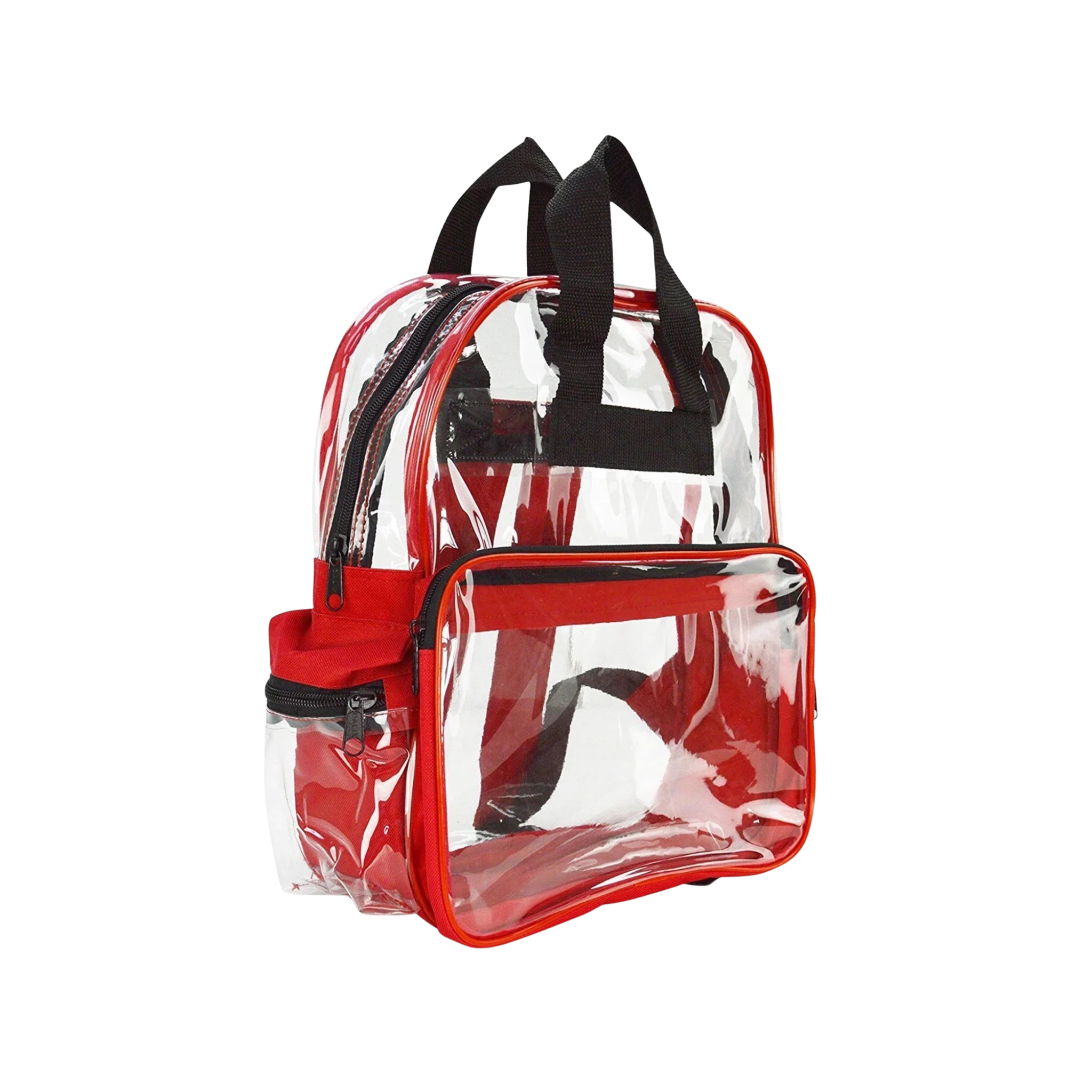 Clear Backpack Camping Hiking Daypacks NFL Sports Events Approved Backpack, Music Events Backpack, Custom Clear CBP School Backpack Transparent Backpacks, Laptop Backpack (Clear - 15") Red/Clear