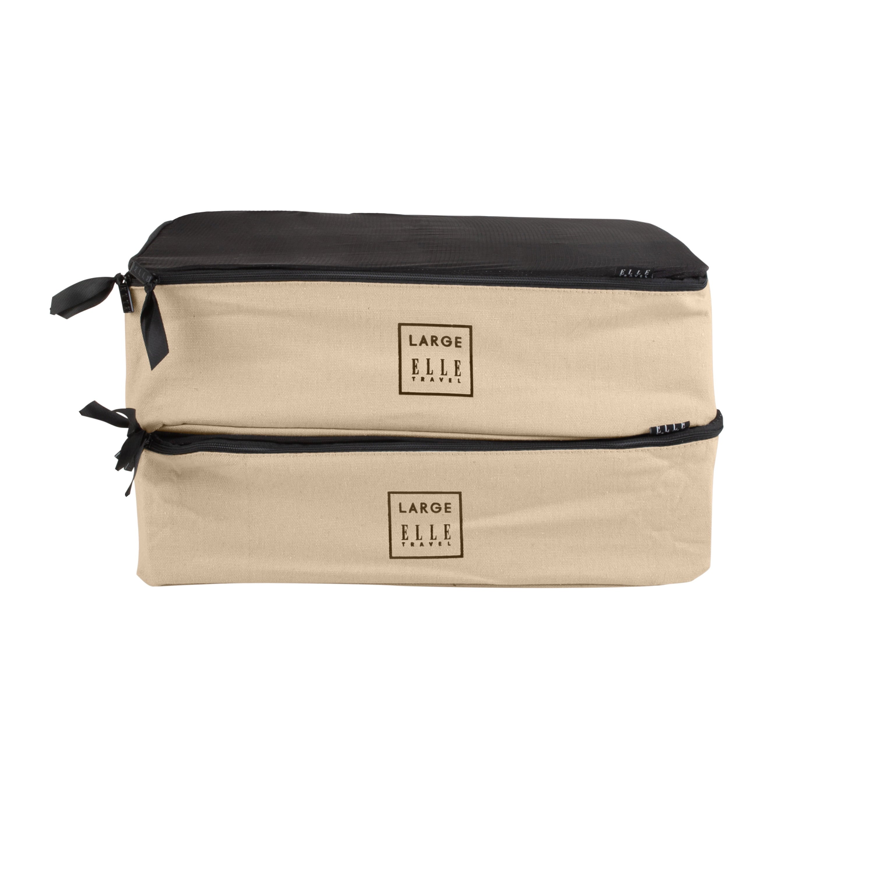 Paris Travel 2 Pack Large Canvas Rectangle Packing Cubes in Ivory