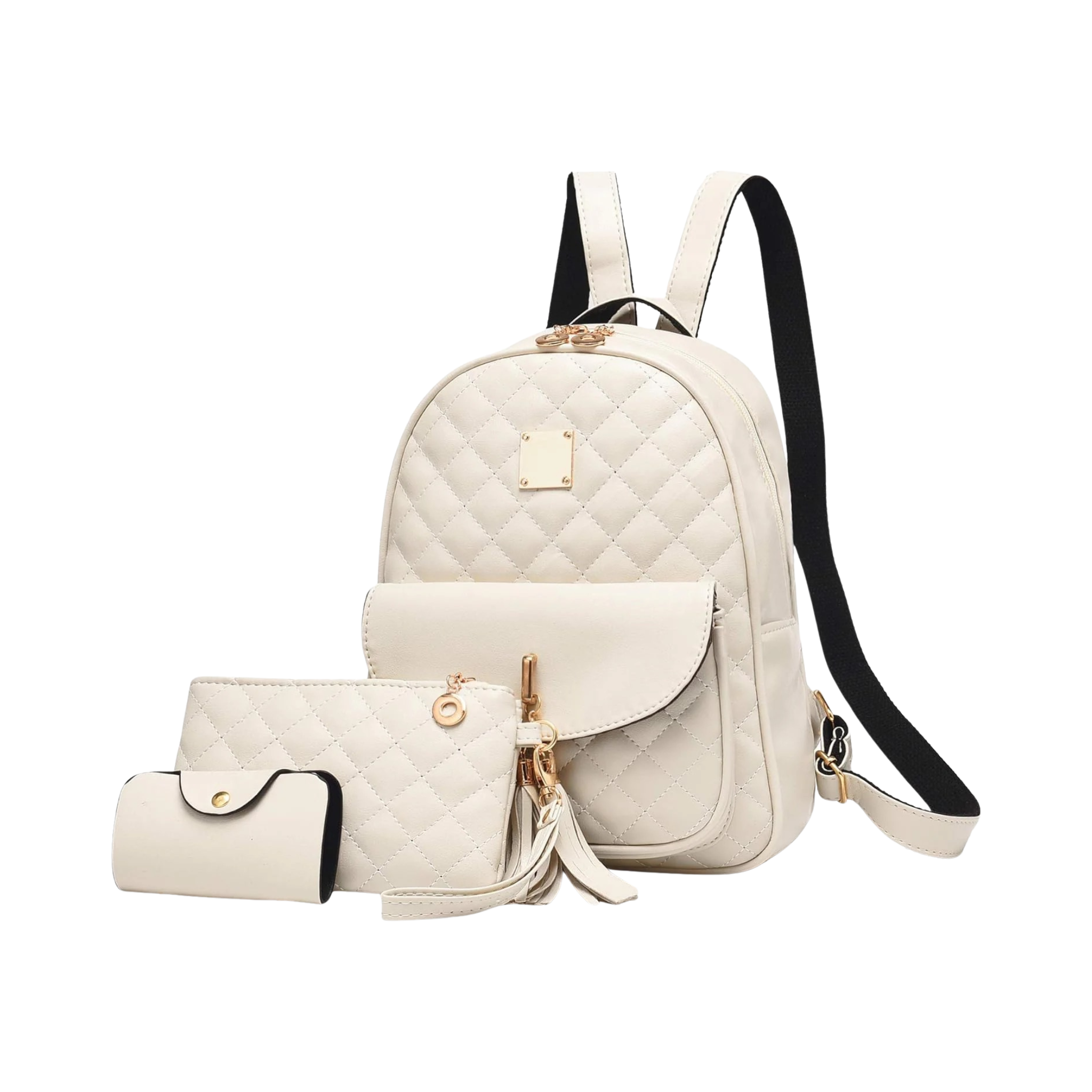 IHAYNER Women'S Simple Design Quilted Mini Backpack - 3Pcs Leather Backpack Purse for Women