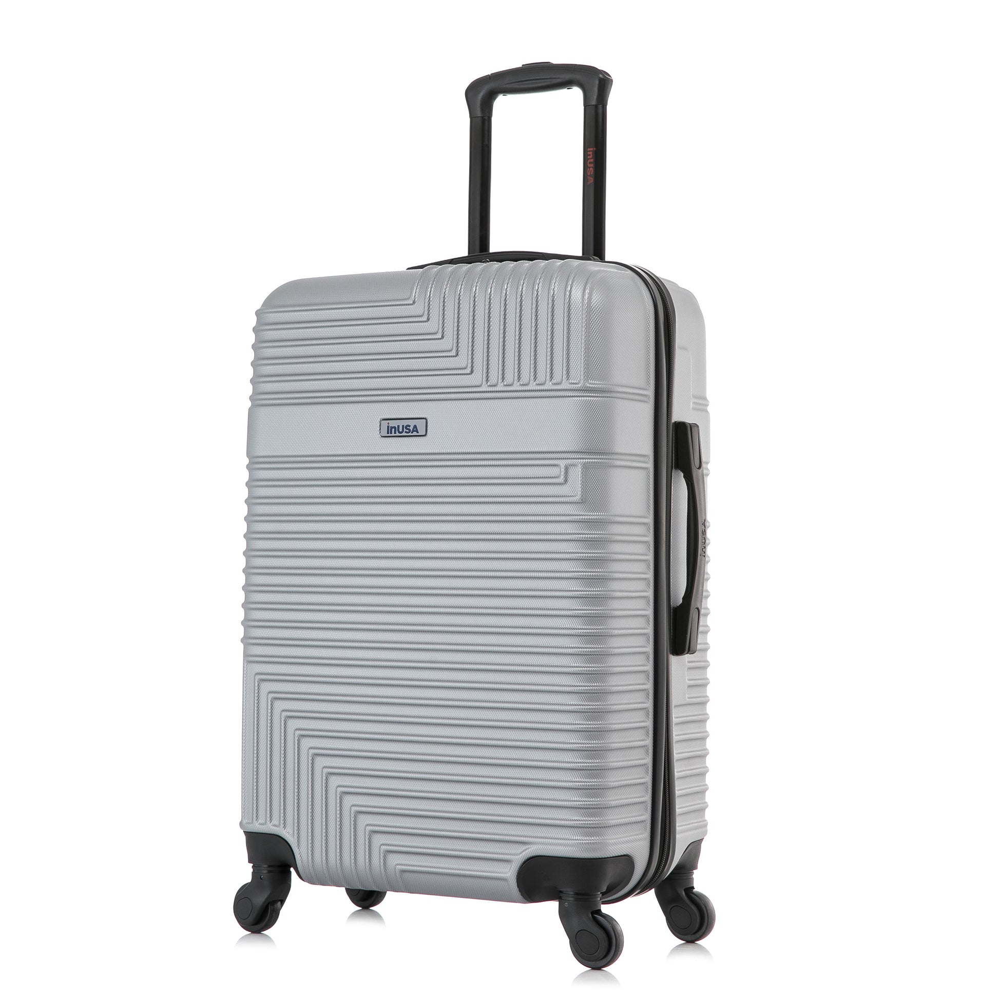 Resilience 24" Hardside Lightweight Luggage with Spinner Wheels, Handle, and Trolley, Silver