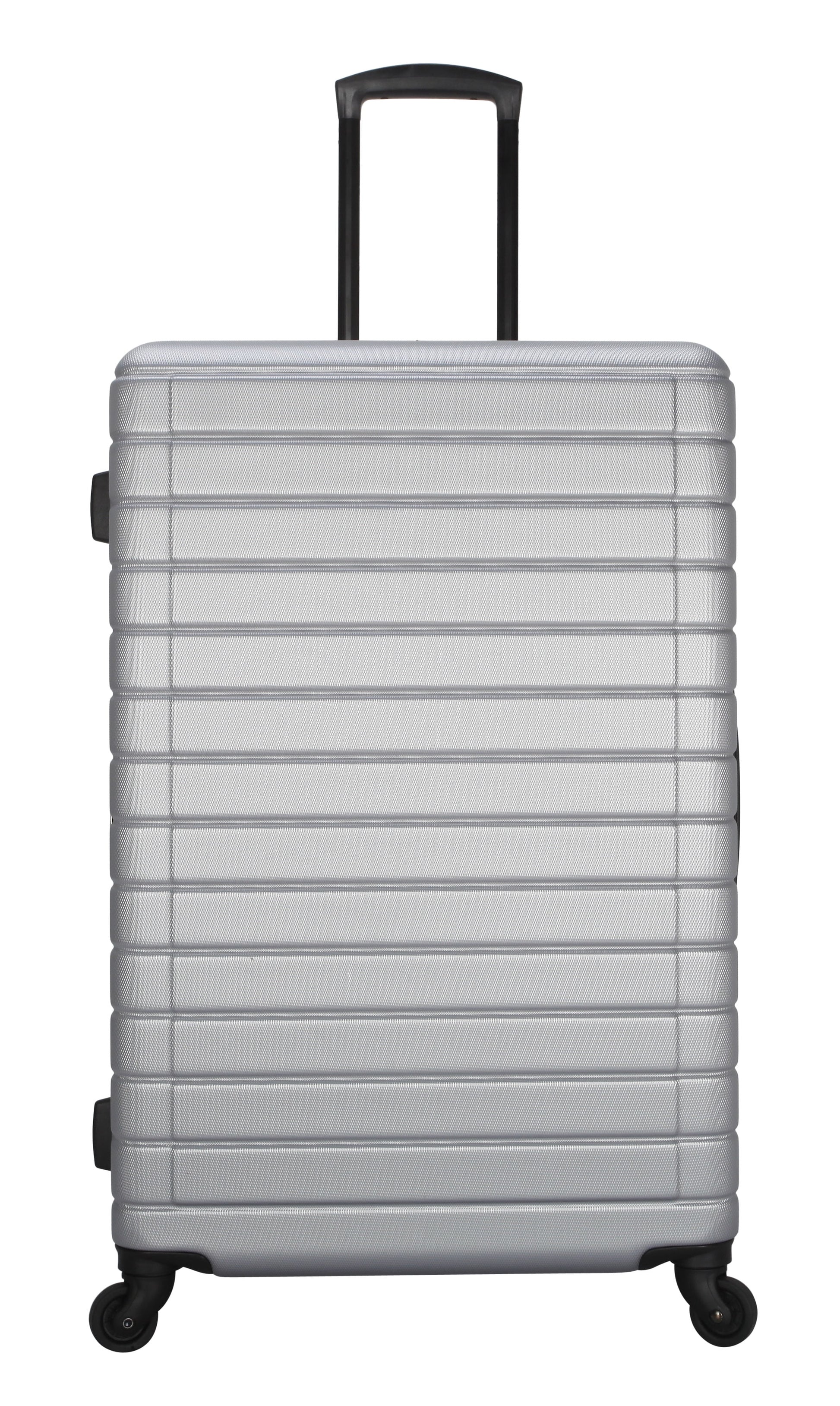 Vacationer 24-Inch Checked Expandable Hardside Luggage with 360-Spinner Wheels and Divider Pockets, Silver