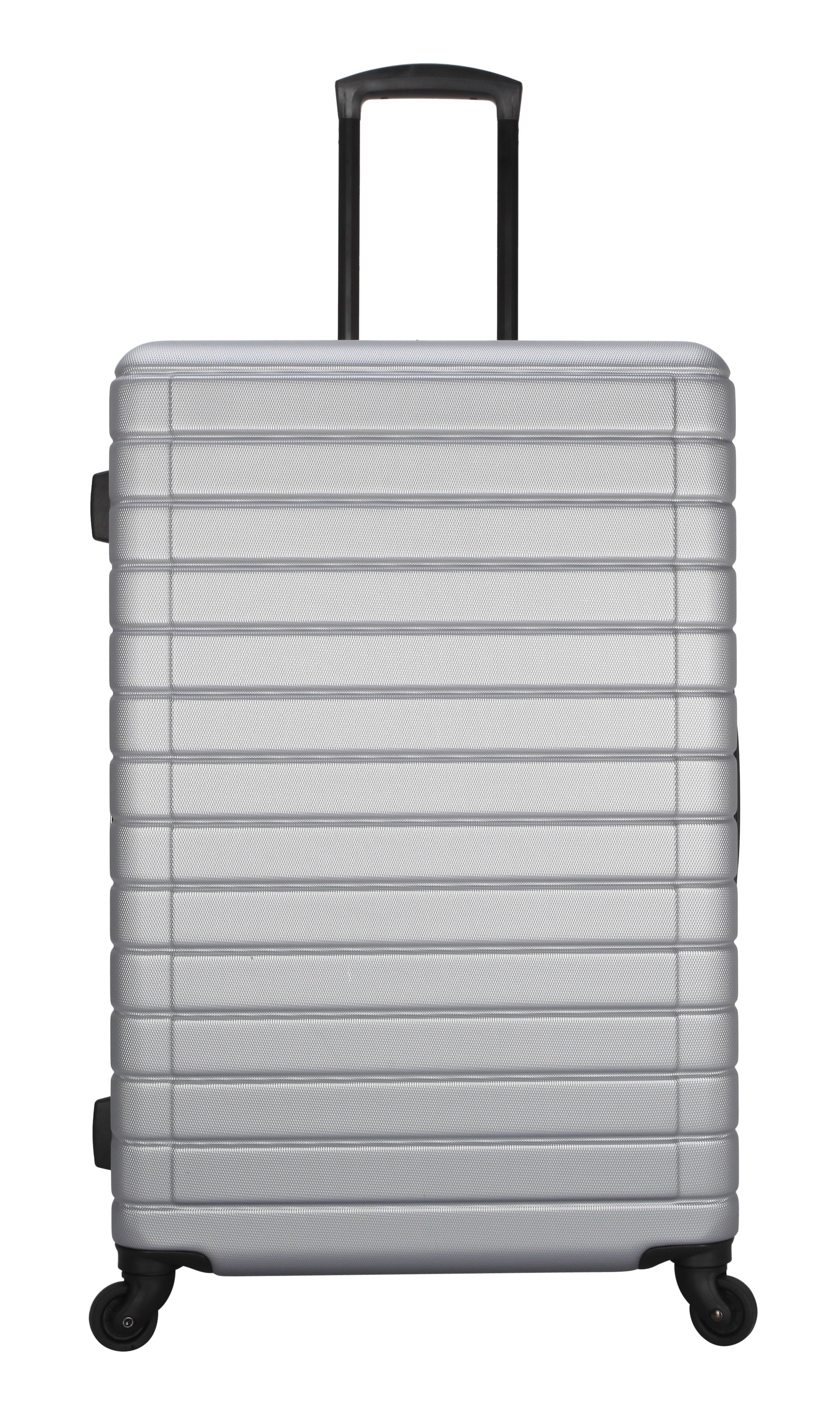Vacationer 24-Inch Checked Expandable Hardside Luggage with 360-Spinner Wheels and Divider Pockets, Silver