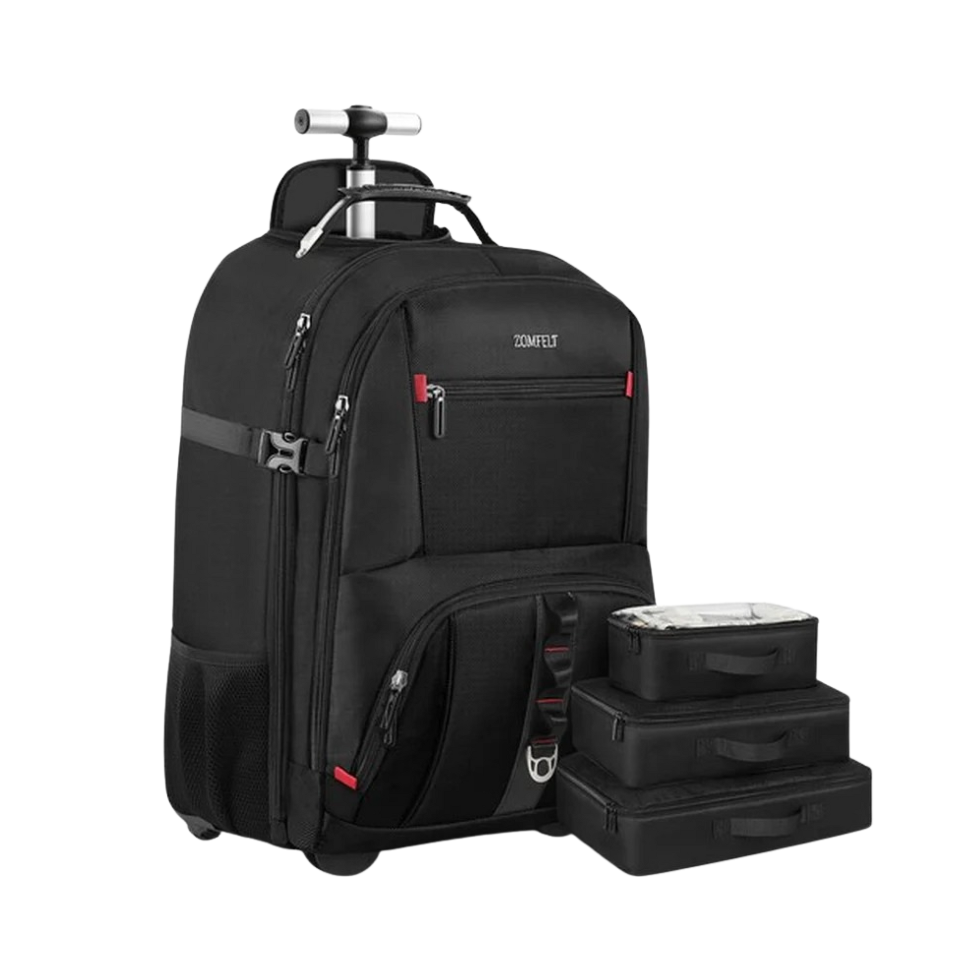 Rolling Backpack, Travel Backpack with Wheels, Carry on Backpack with 3 Packi...