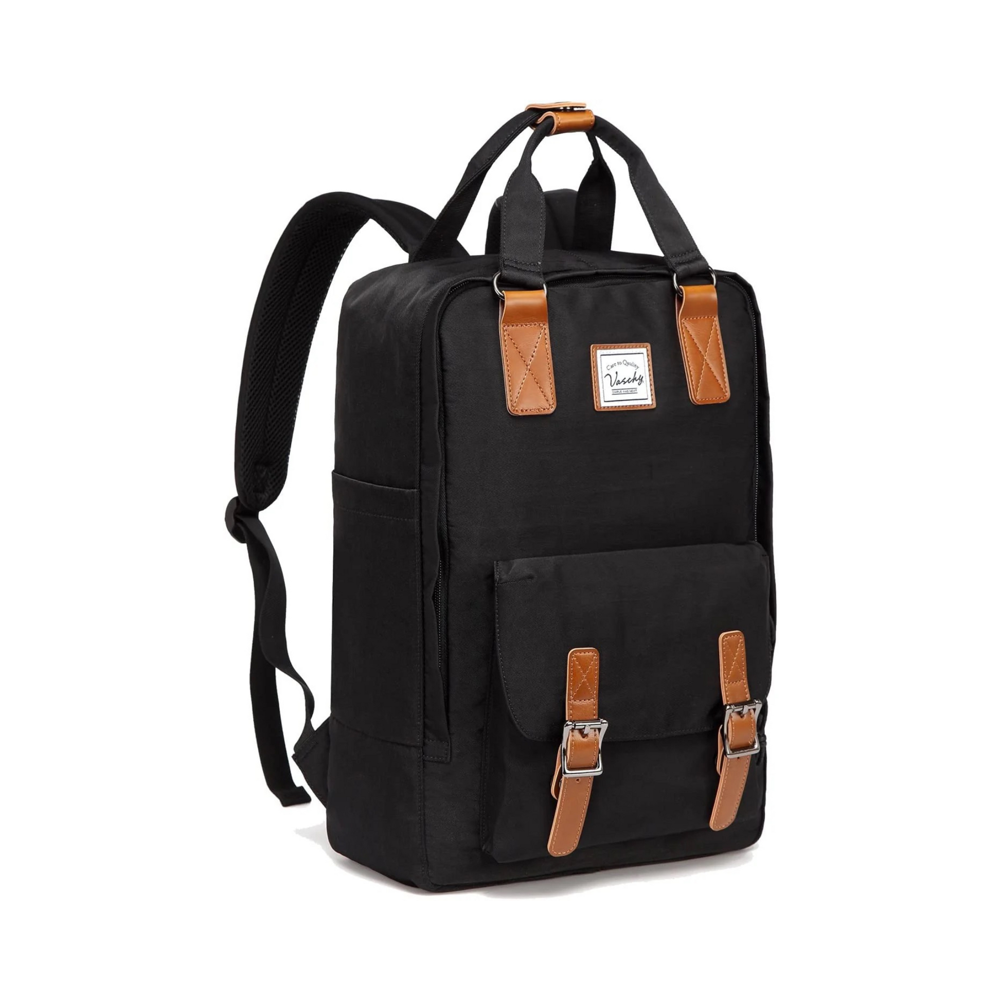 School Backpack for Men and Women, Unisex Vintage Water Resistant Casual Daypack Rucksack Bookbag for College Fits 15Inch Laptop Black