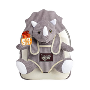 Small Dinosaur Backpack - Triceratops Dinosaur Toys for Kids 3-5 - Toddler Backpack for Boys & Girls - Grey Plush Stuffed Animal