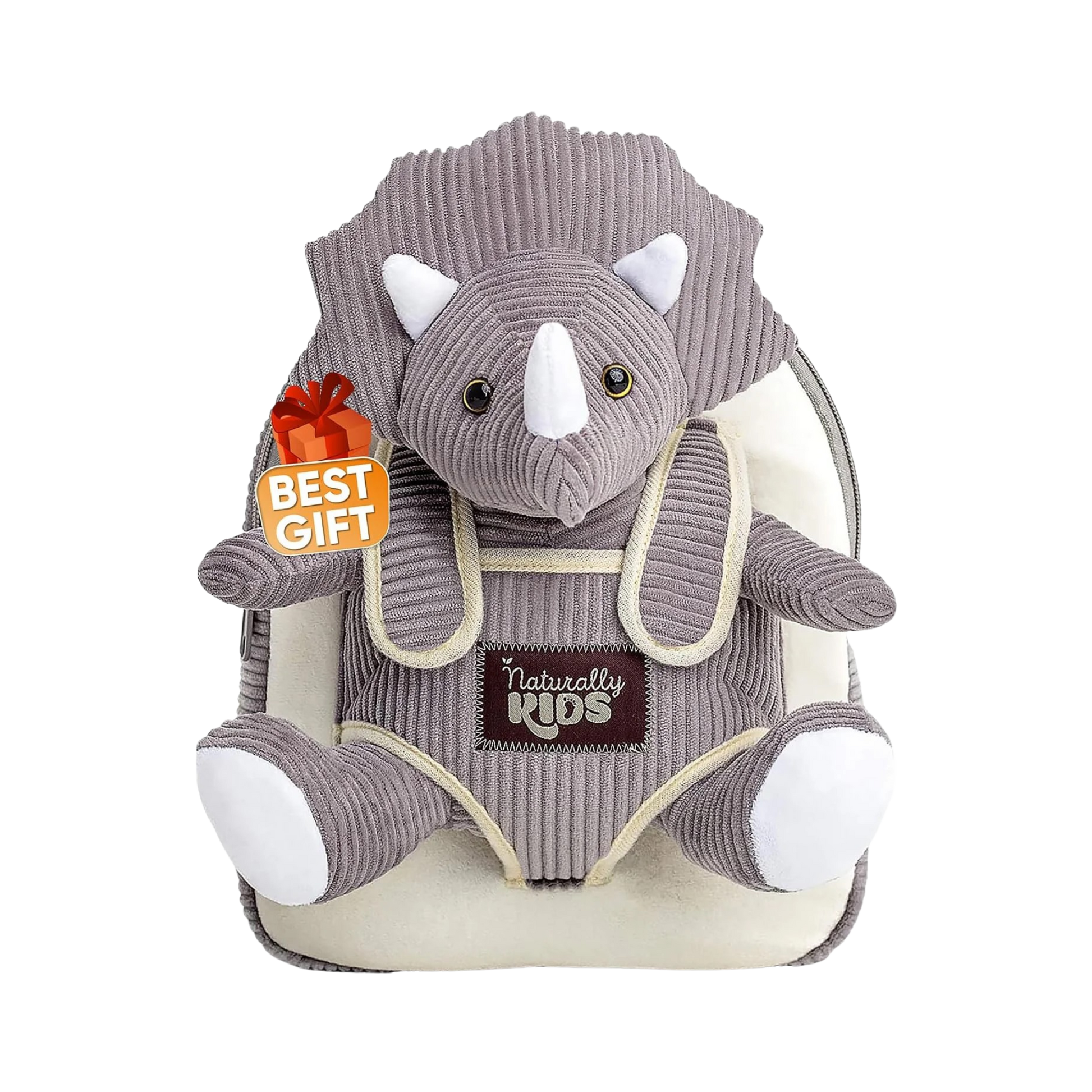 Small Dinosaur Backpack - Triceratops Dinosaur Toys for Kids 3-5 - Toddler Backpack for Boys & Girls - Grey Plush Stuffed Animal