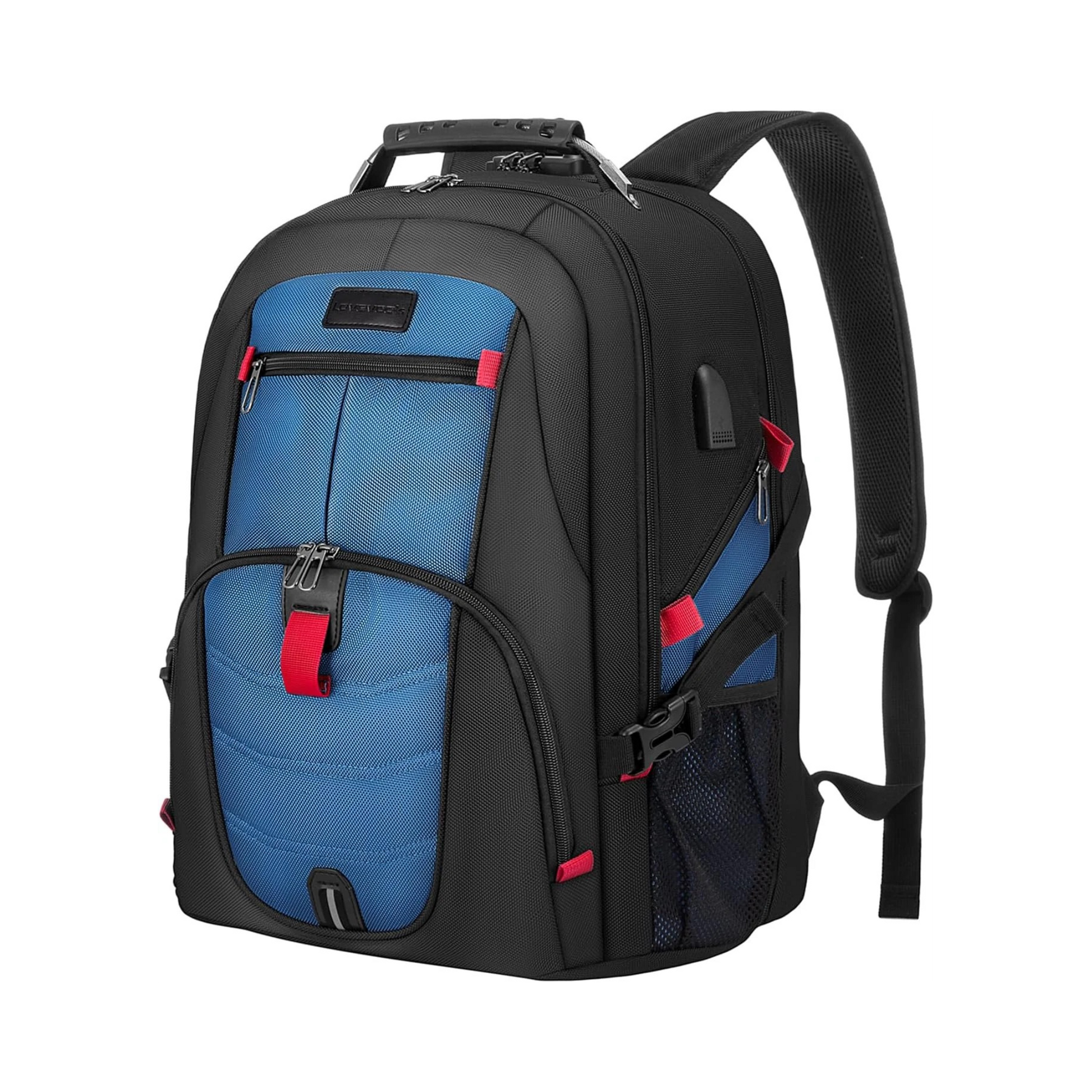 Travel Laptop Backpack Waterproof anti Theft Backpack with Lock and USB Charging Port Large 17-17.3 Inch Computer Business Backpack for Men Women Blue