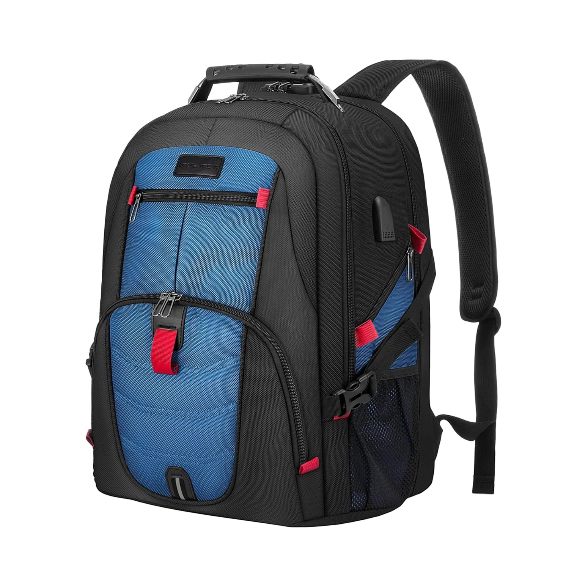 Travel Laptop Backpack Waterproof anti Theft Backpack with Lock and USB Charging Port Large 17-17.3 Inch Computer Business Backpack for Men Women Blue