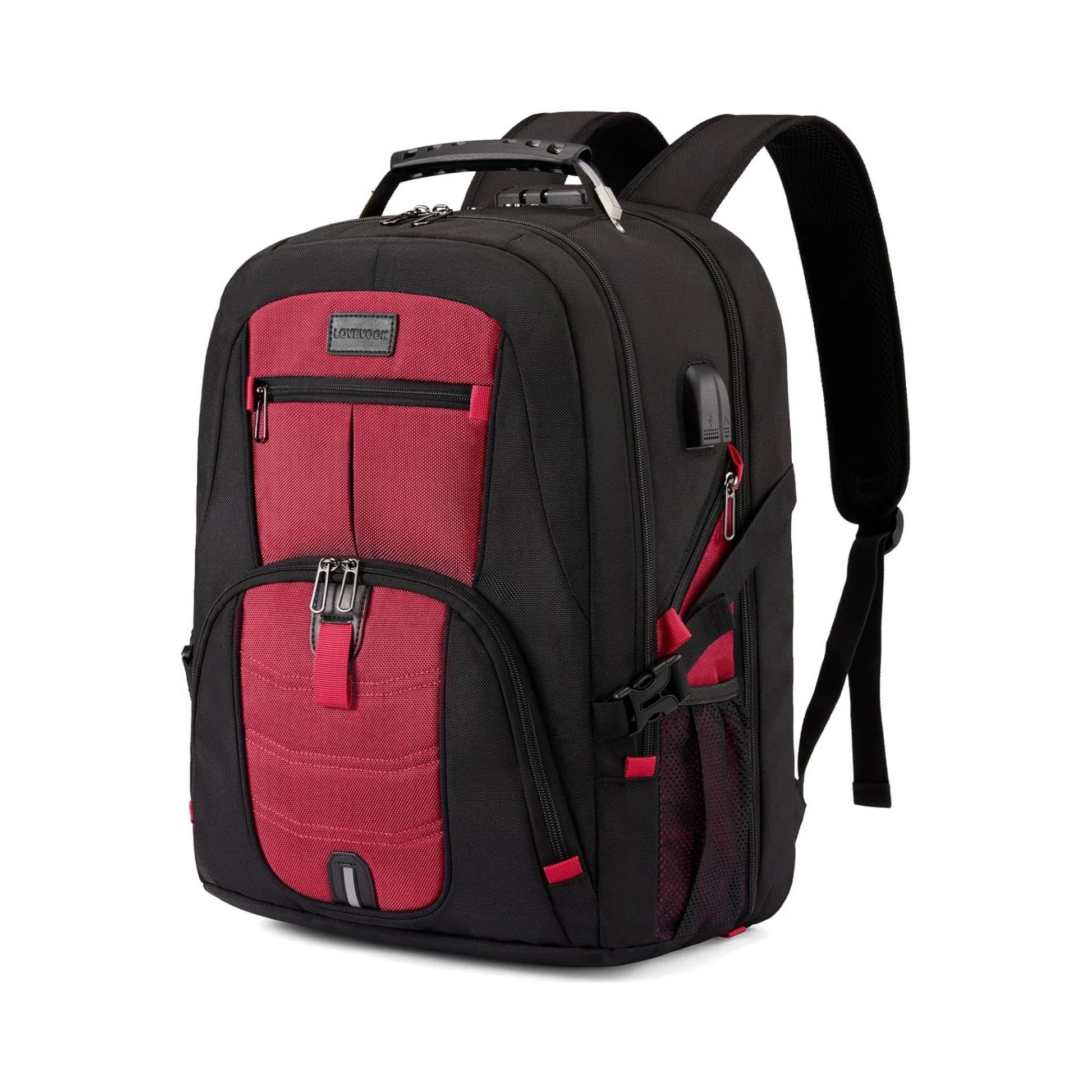 Travel Laptop Backpack Waterproof anti Theft Backpack with Lock and USB Charging Port Large 17-17.3 Inch Computer Business Backpack for Women Men Red