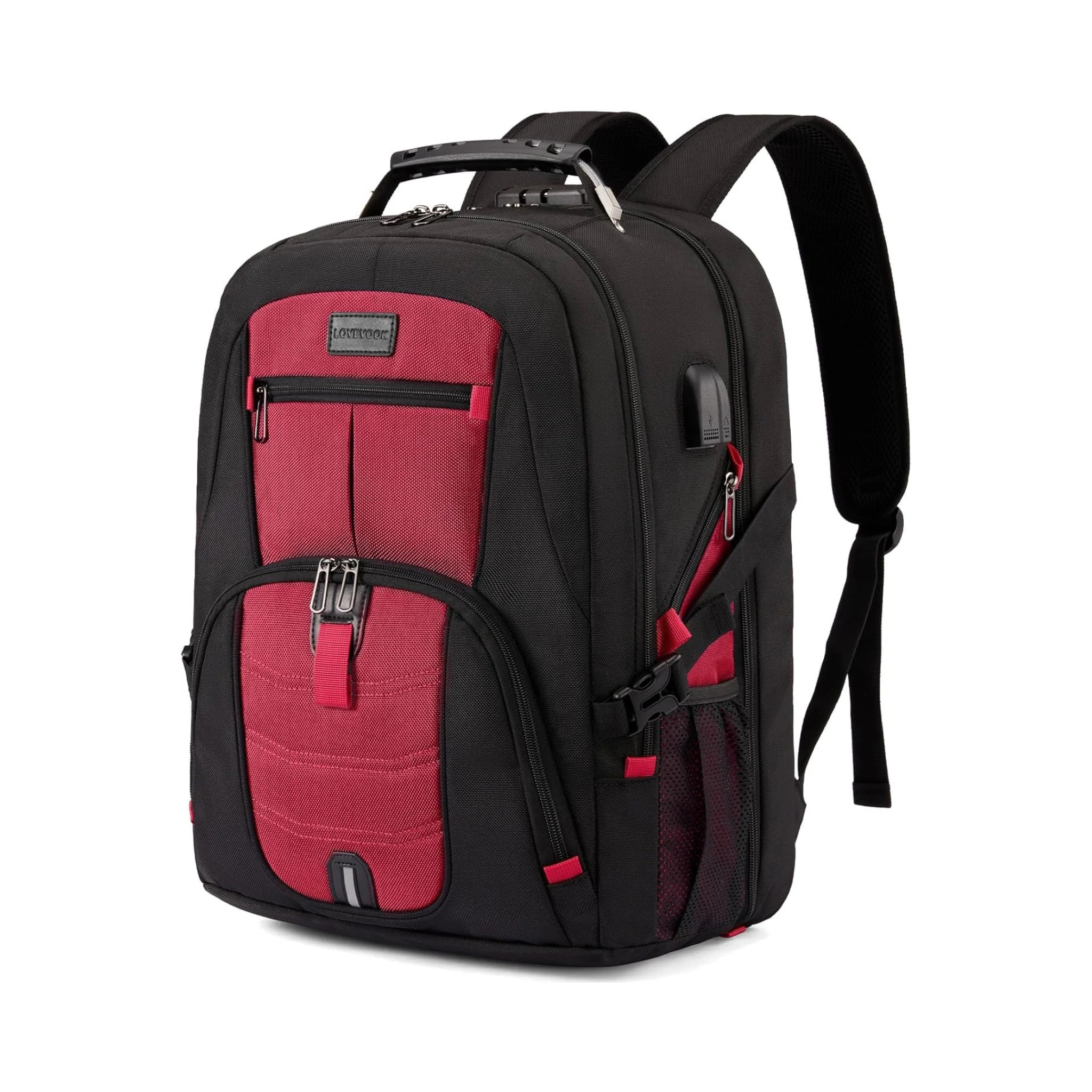 Travel Laptop Backpack Waterproof anti Theft Backpack with Lock and USB Charging Port Large 17-17.3 Inch Computer Business Backpack for Women Men Red