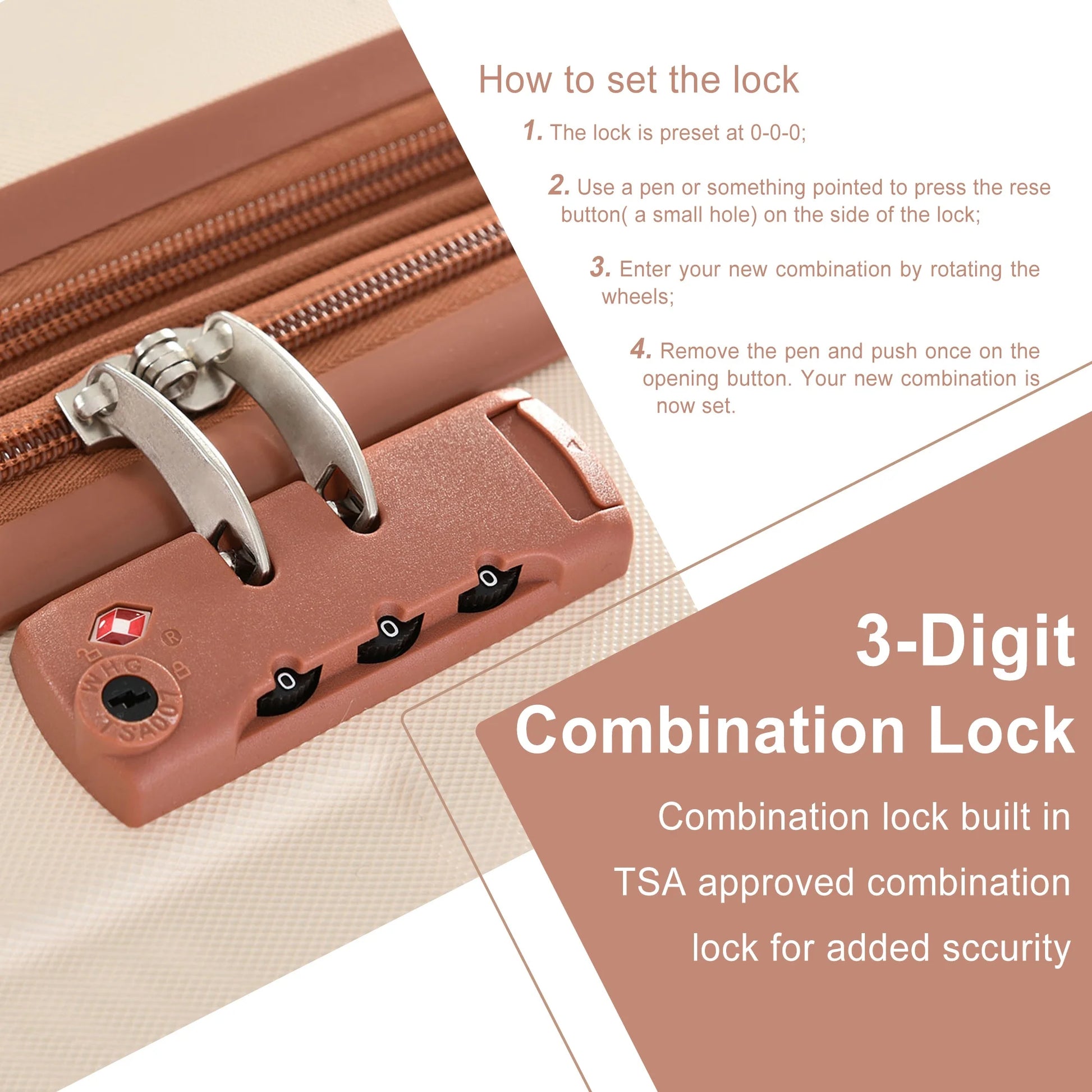 24 Inch Carry on Luggage,65L Capacity Suitcase with Wheels & TSA Lock ABS+PC Lightweight Checked Luggage for Travel Trip， White