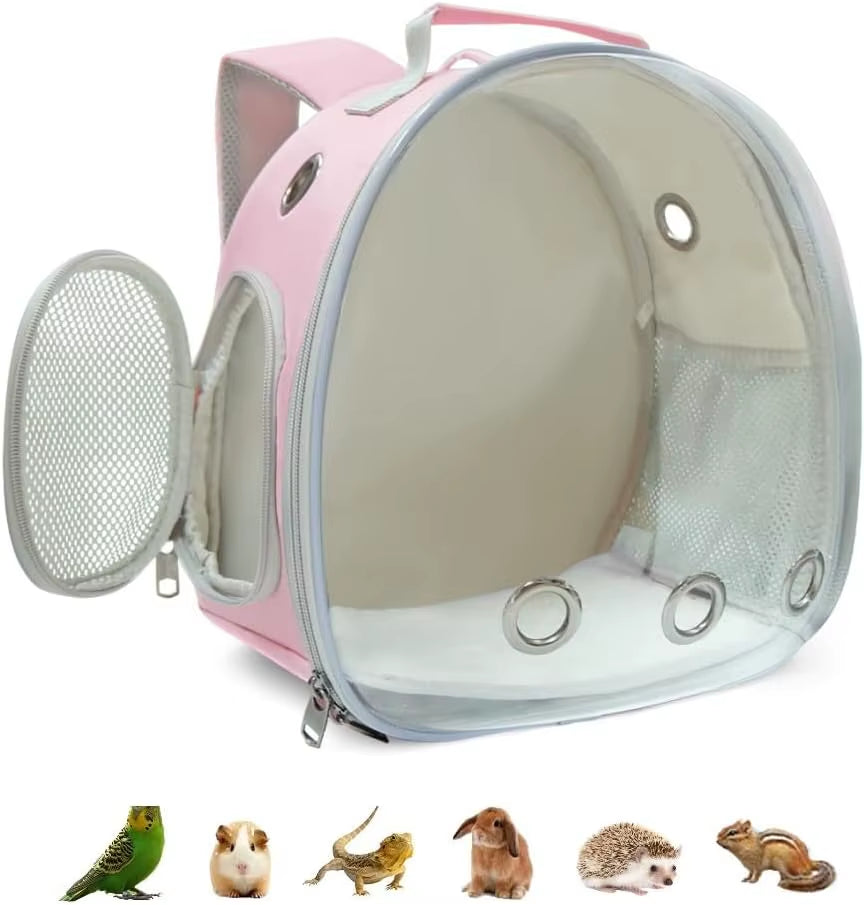 Small Animal Backpack Portable Travel Backpack Space Cabin Bubble Window Backpack (Pink)