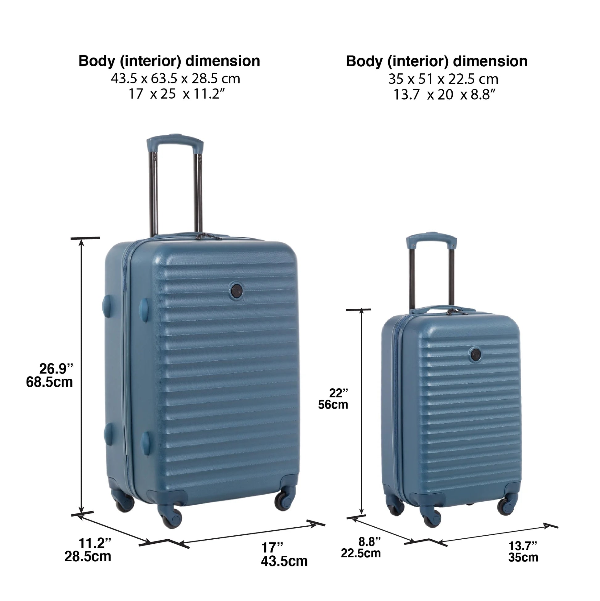 2-Piece Hardside Rolling Luggage Set, Blue