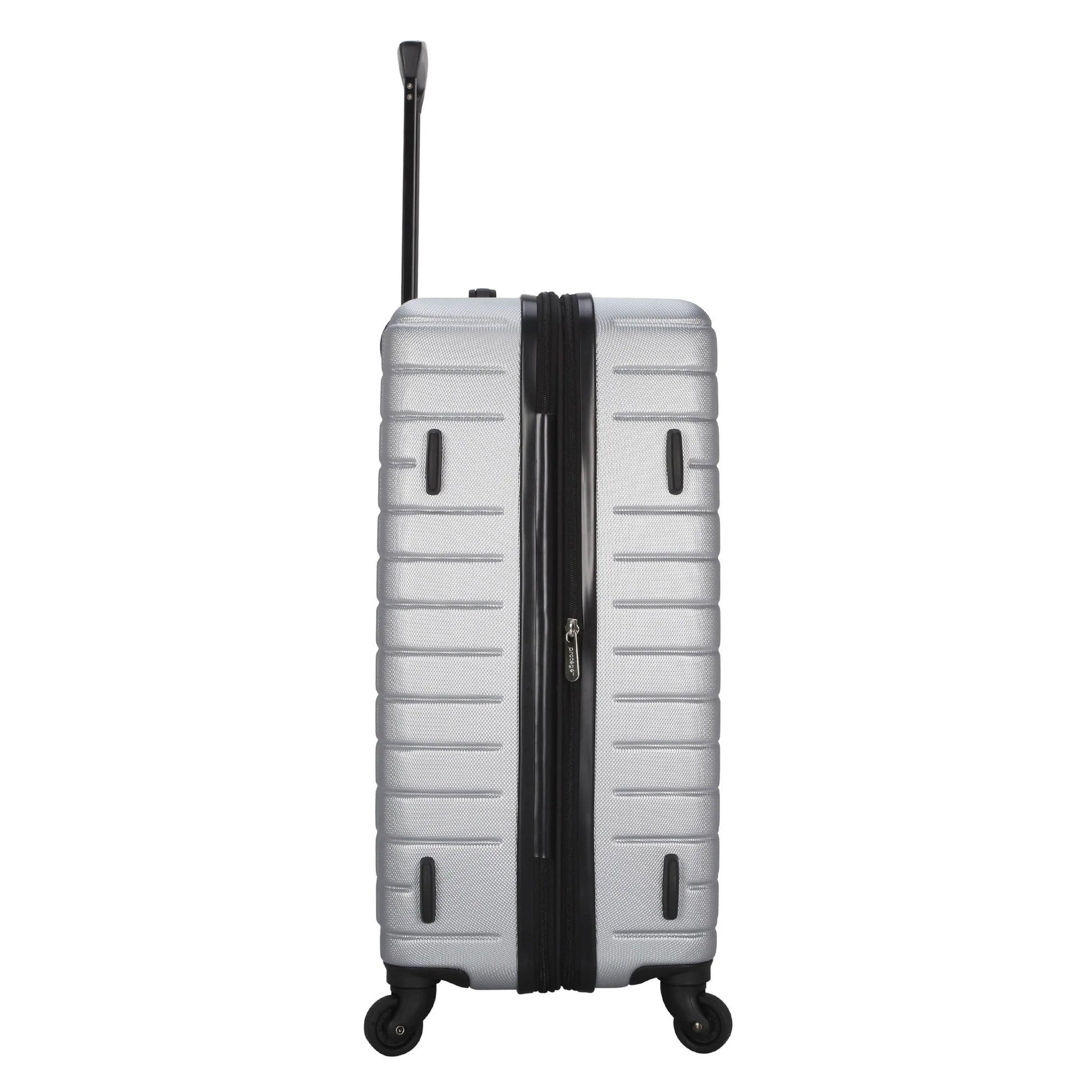 Vacationer 24-Inch Checked Expandable Hardside Luggage with 360-Spinner Wheels and Divider Pockets, Silver