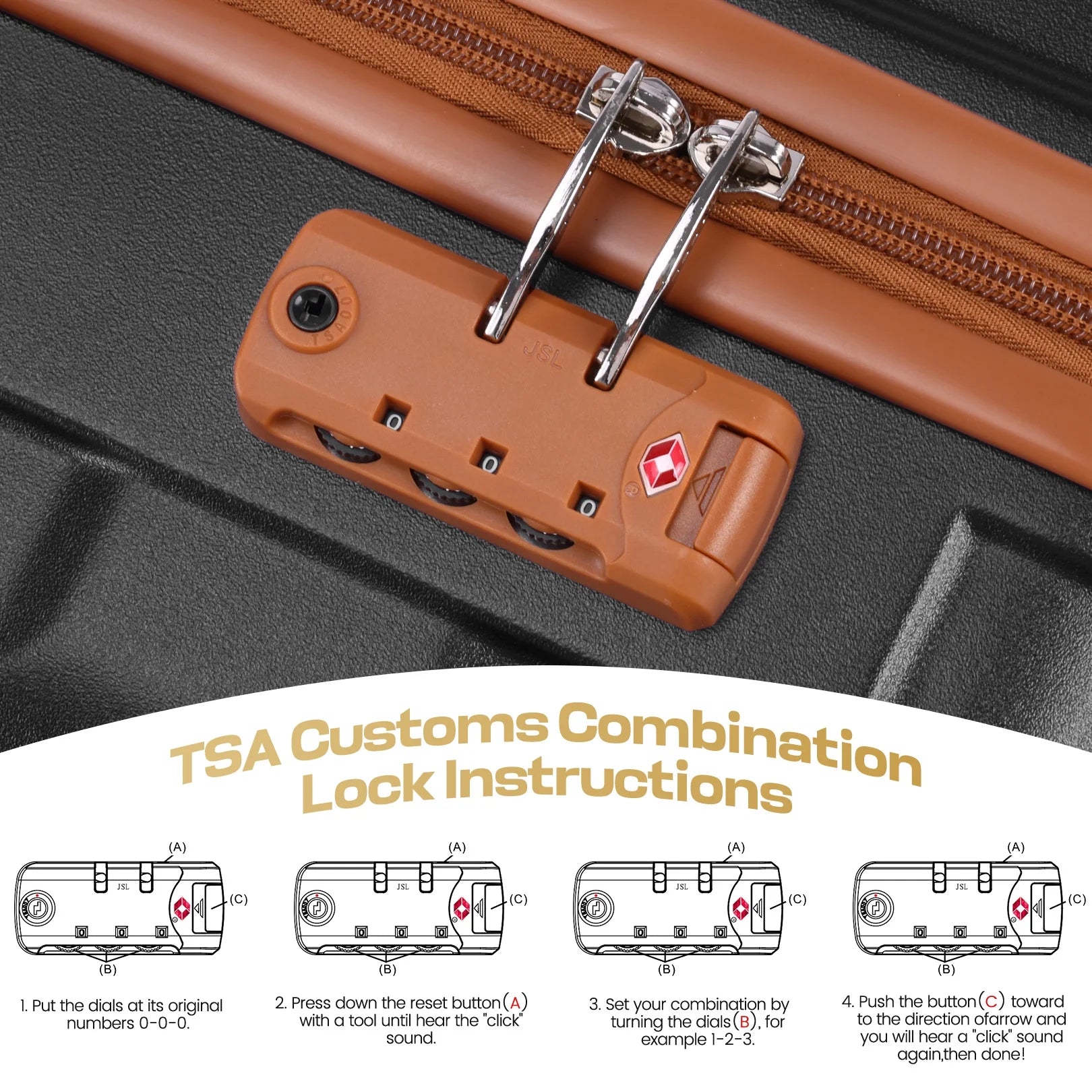 3 Piece Carry on Luggage Set, TSA Lock, Expandable Duffle Bag, Black