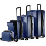 4 Piece Hardshell Exapandable Luggage Set, Spinner Luggage Suitcase Set, Navy Blue