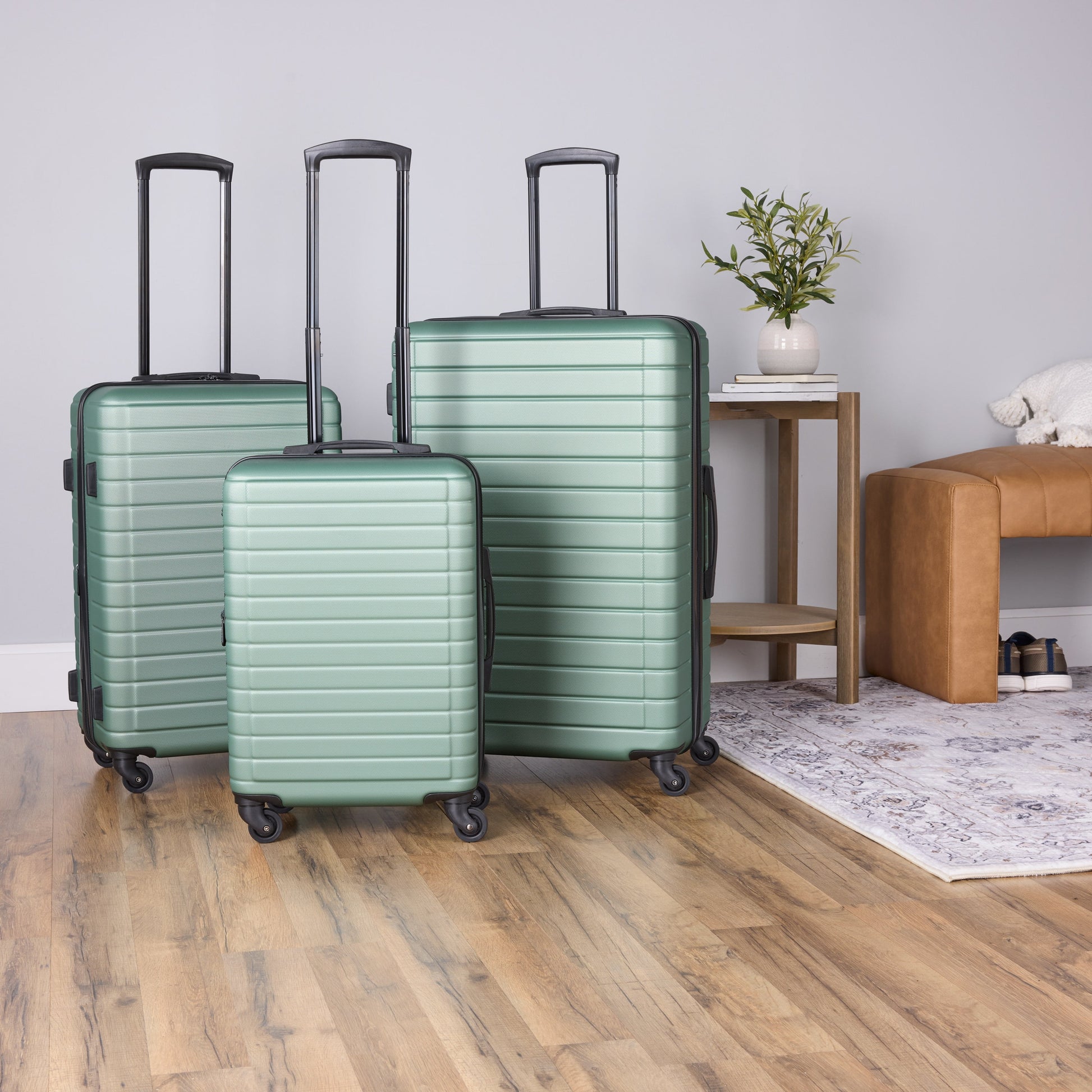 Protégé Vacationer 24-Inch Checked Expandable Hardside Luggage with 360-Spinner Wheels and Divider Pockets, Pastel Green